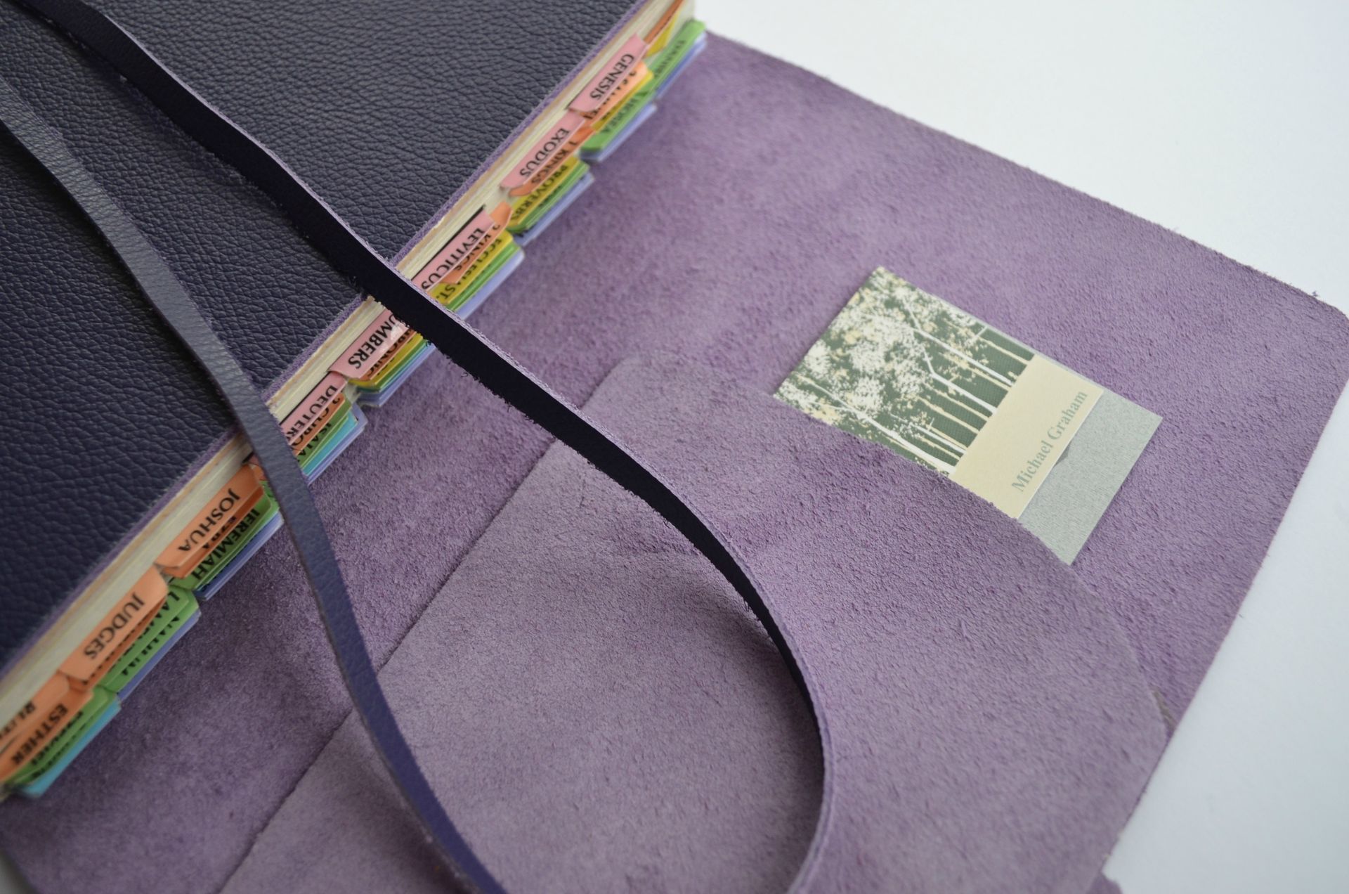 Custom Hand Made To Order Royal Purple Custom Leather Bible Cover Sleeve Pocket Sterling (409b) 5