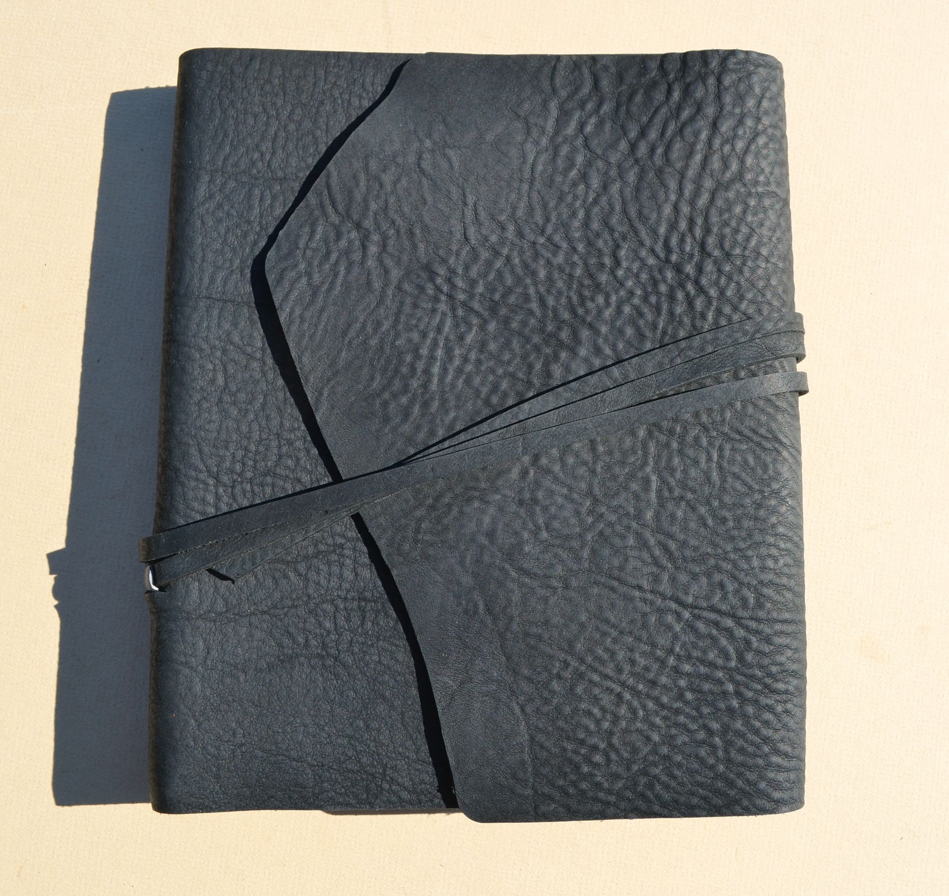 Black Leather Journal Cookbook Lined Personal Diary Handmade Travel Notebook (596b)