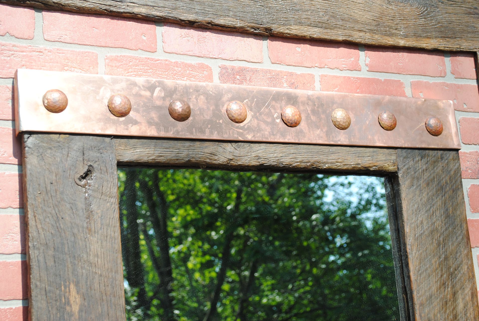 Full Length Mirror Framed In Reclaimed Wood With Copper Accents