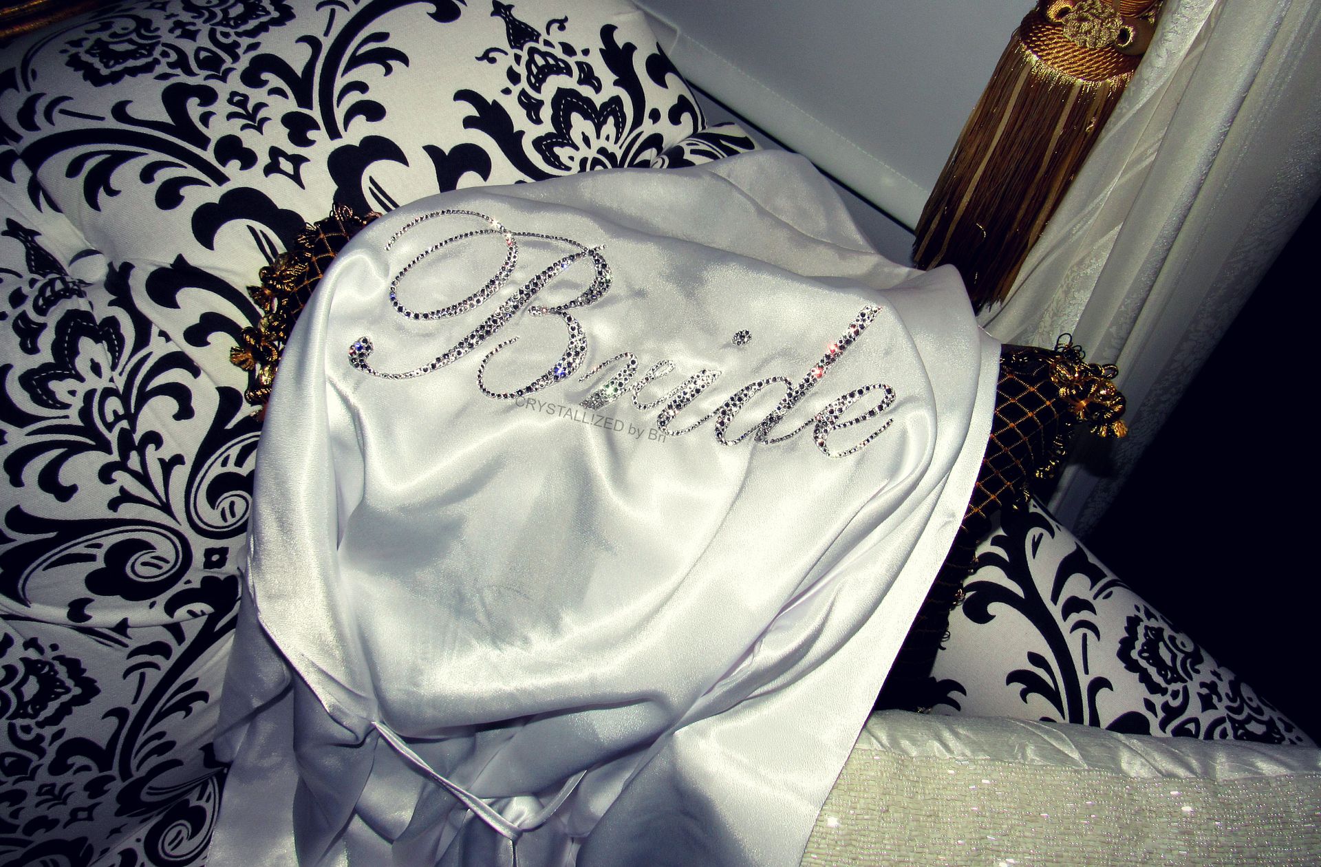 Crystallized Bridal Robe Wedding Kimono Bride Genuine European Crystals Bedazzled 2 