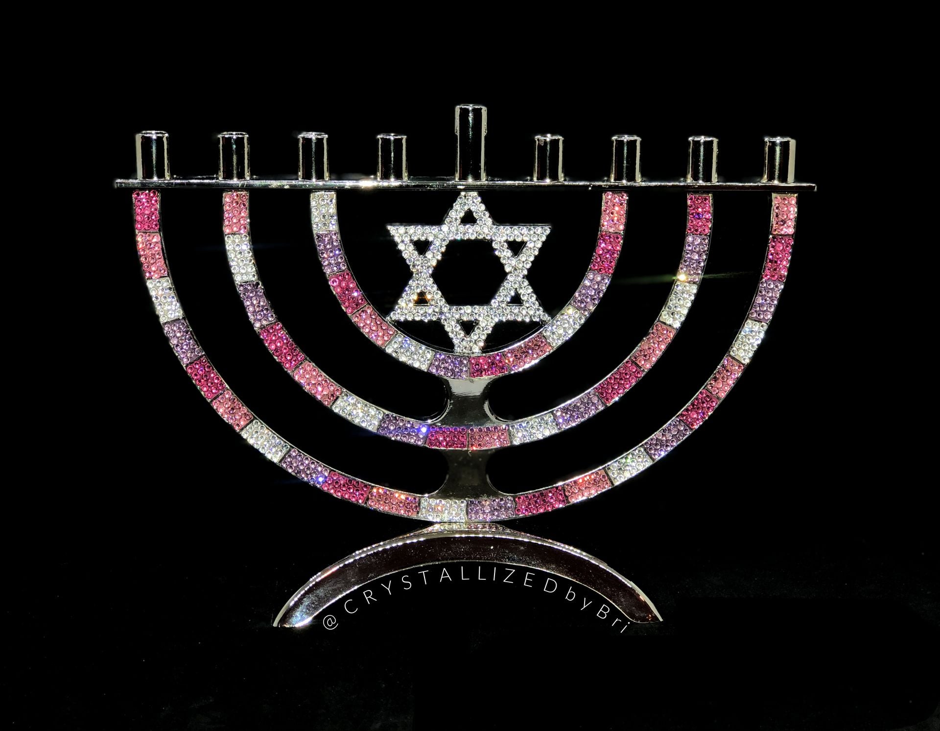 Crystallized Menorah Hanukkah Jewish Bling Holiday Decor Genuine European Crystals Bedazzled 5