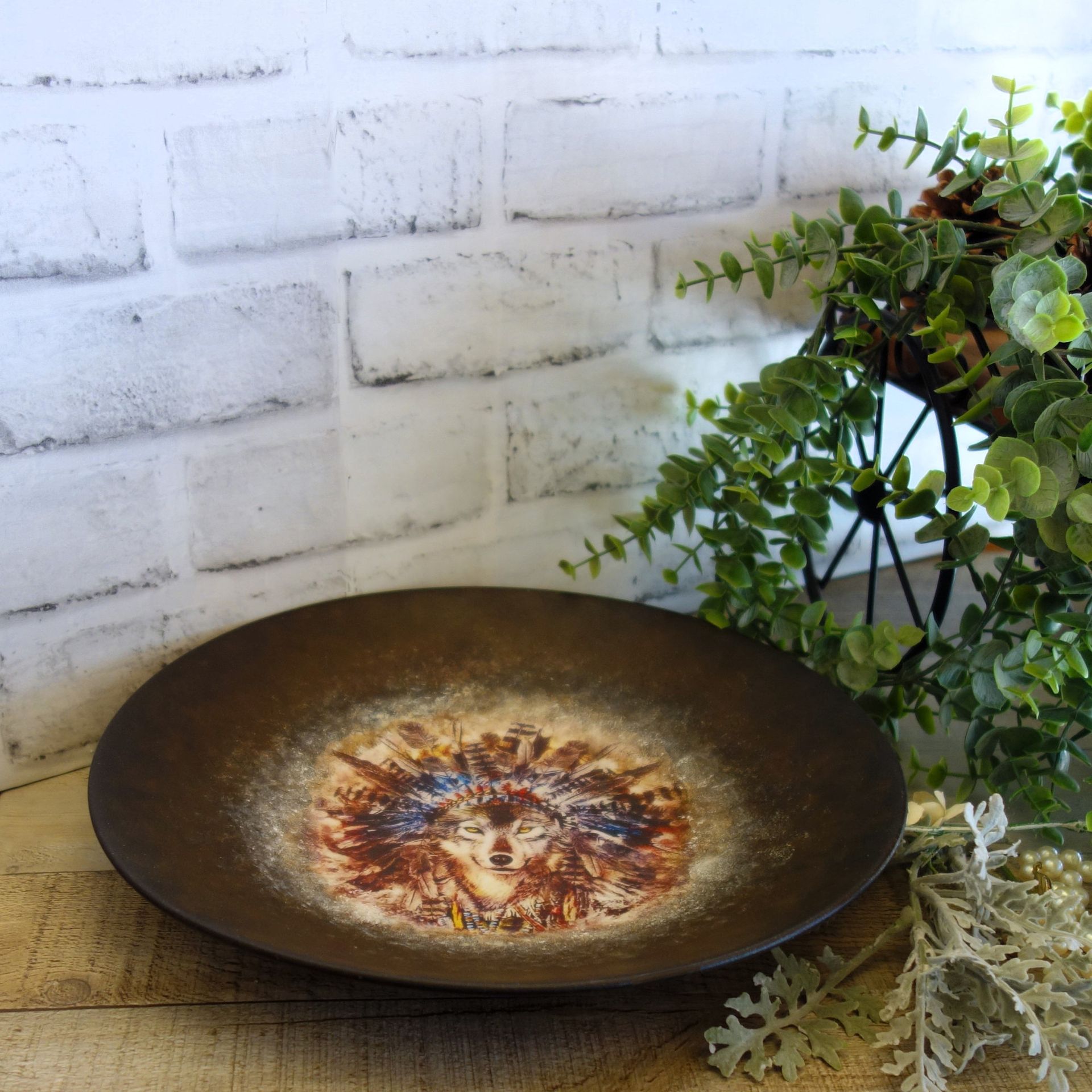 Spirit Wolf Decorative Pottery Plate Wolf Decor Wolf Picture Wolf Art 4 