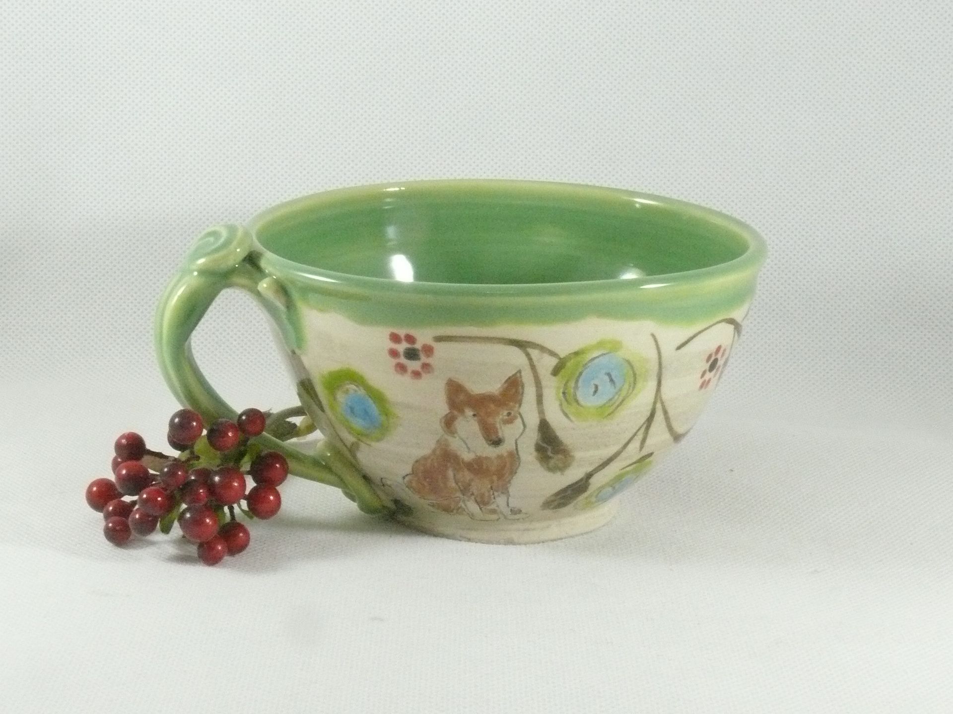 Set Of Two: Handmade Pottery Bowl With Handle Or Soup Mug, Latte Cup 6