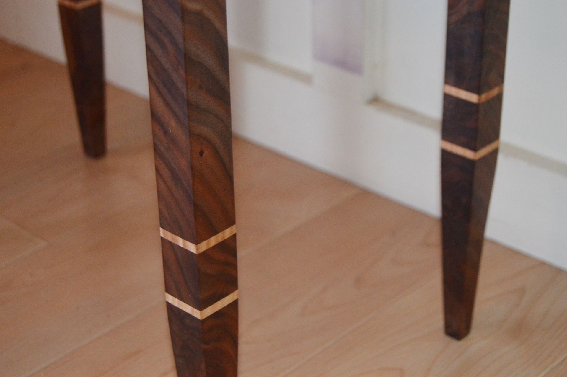 Figured Walnut, Maple And Combination Solid Wood Federal Side Table 3 