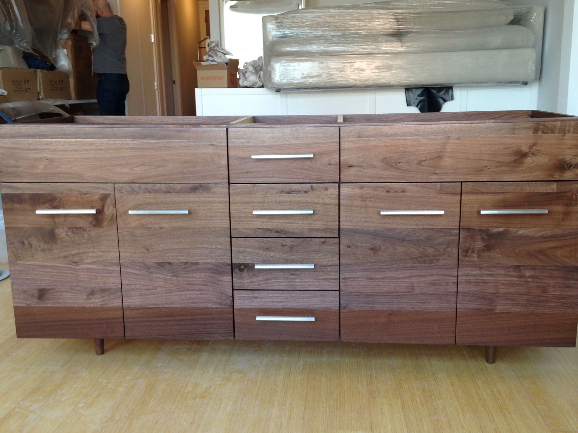 Solid Walnut Double Vanity With Turned Legs 3