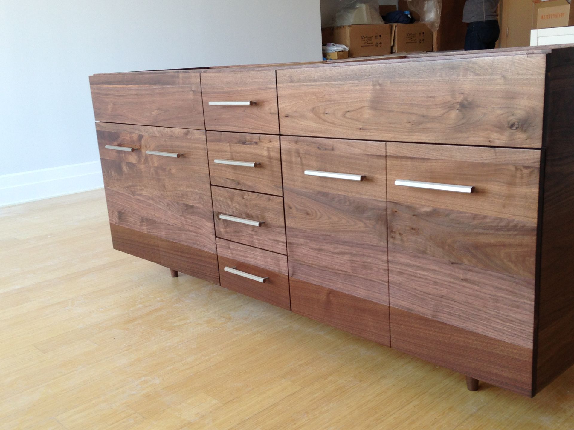Solid Walnut Double Vanity With Turned Legs 4