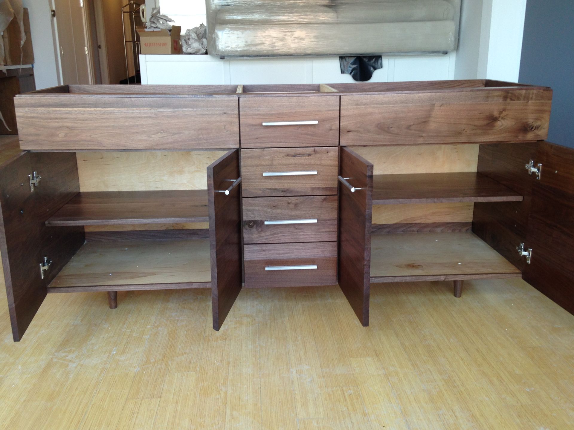 Solid Walnut Double Vanity With Turned Legs 5