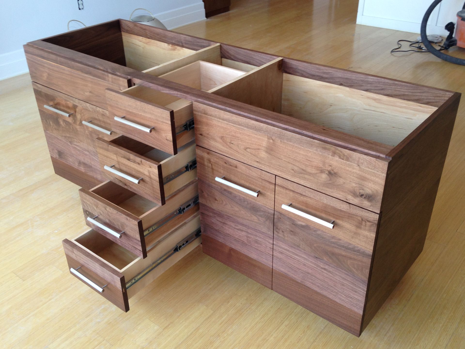 Solid Walnut Double Vanity With Turned Legs 6