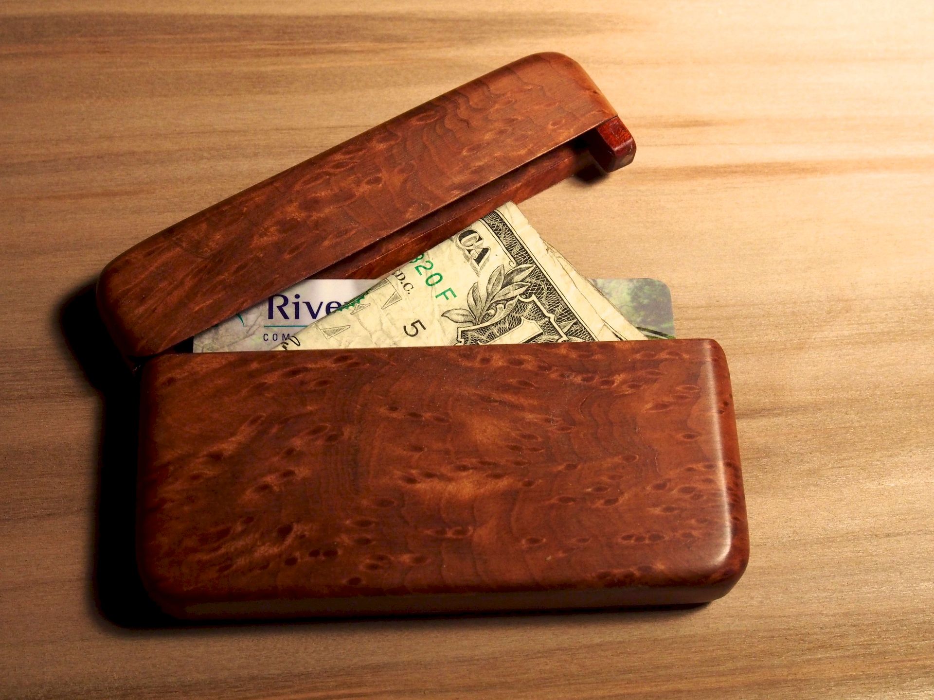 Redwood Burl Wallet And Business Card Holder 5 