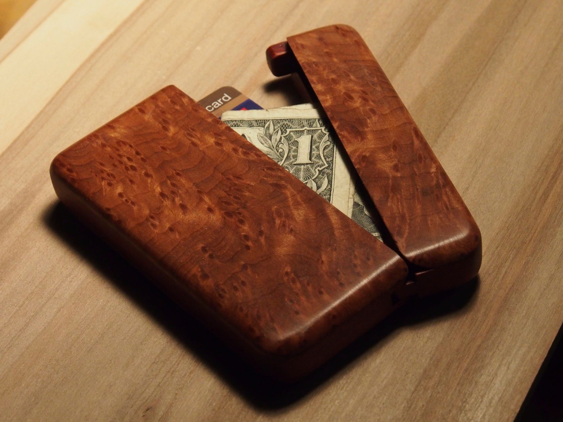 Redwood Burl Wallet And Business Card Holder 2 