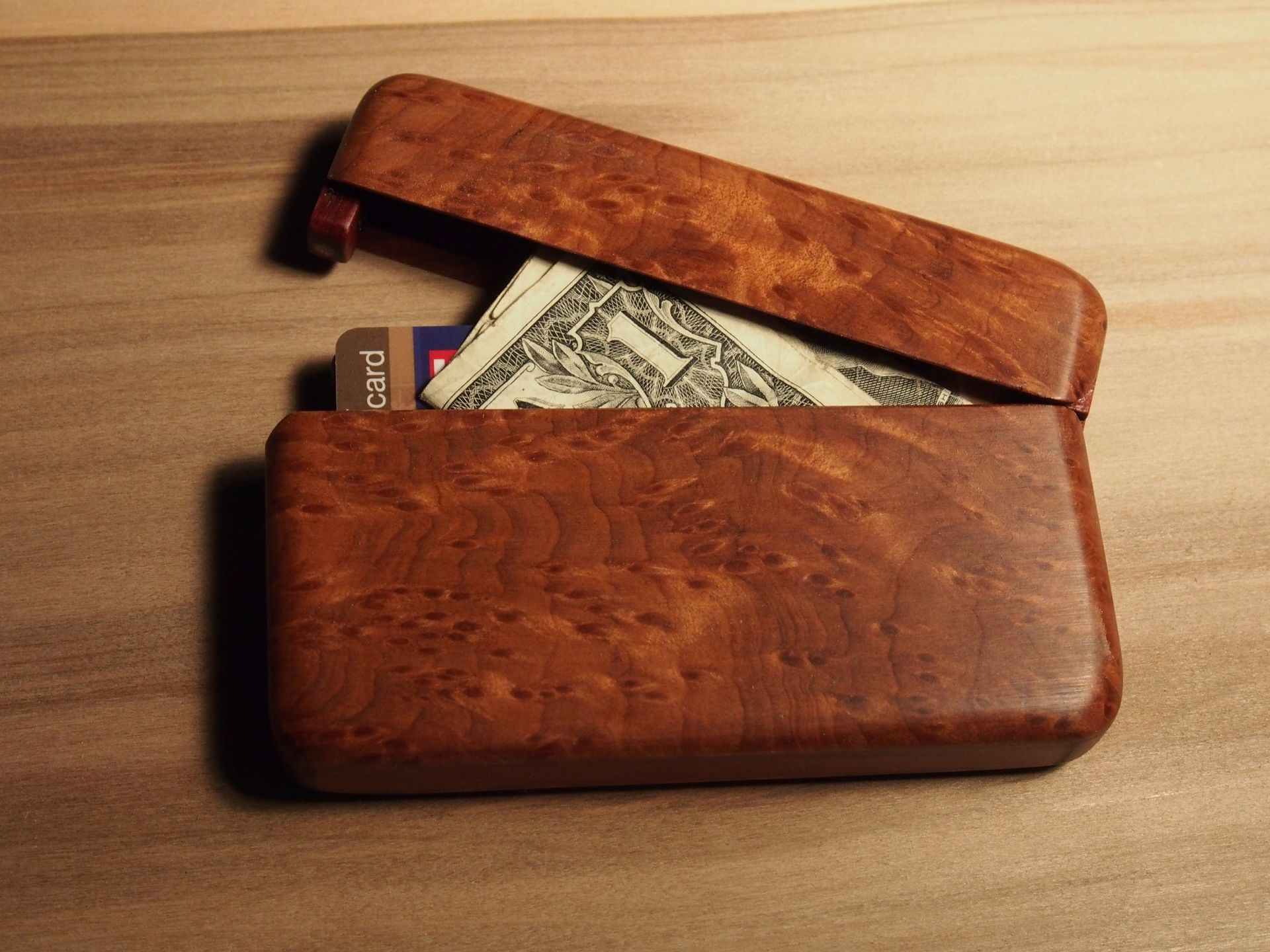 Redwood Burl Wallet And Business Card Holder 3 