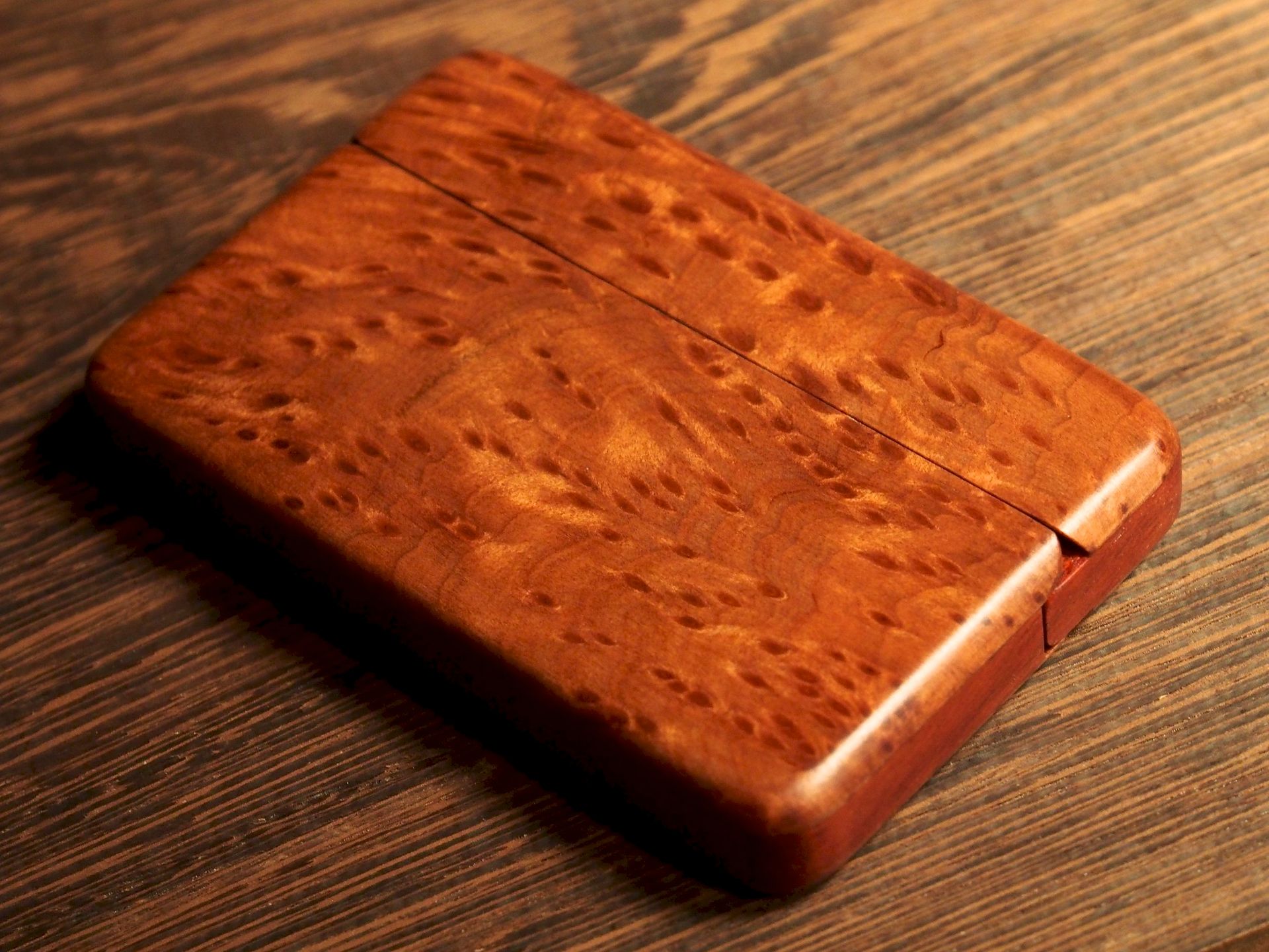Redwood Burl Wallet And Business Card Holder