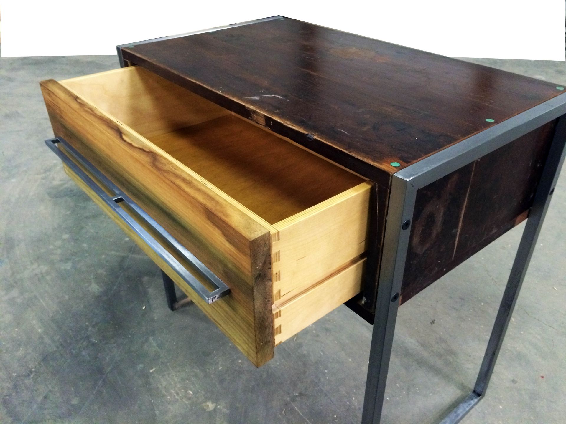 Reclaimed Wood And Steel Nightstand 2