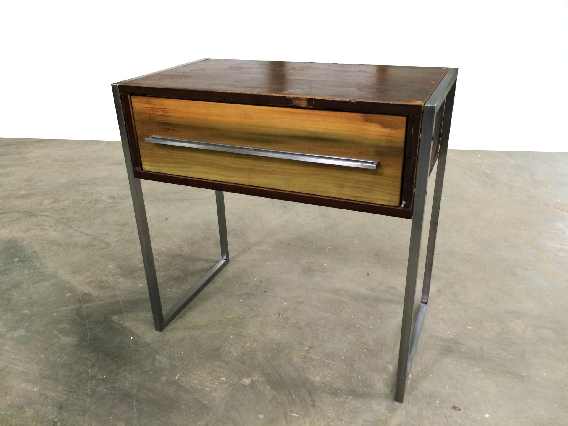 Reclaimed Wood And Steel Nightstand