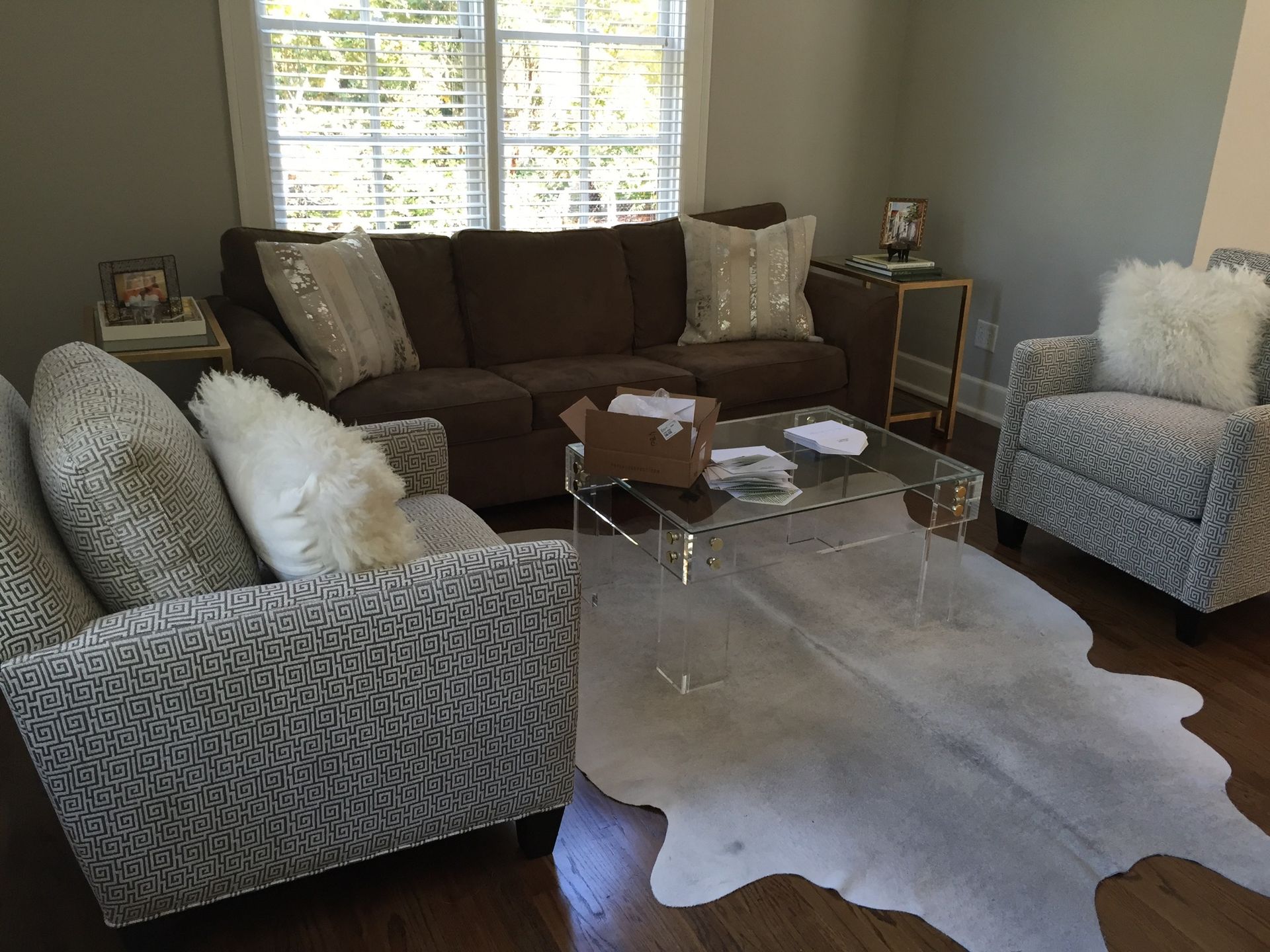 Lucite / Acrylic Coffee Table Frame With Gold Or Chrome Button Accents- Hand Crafted, Custom Sized 3