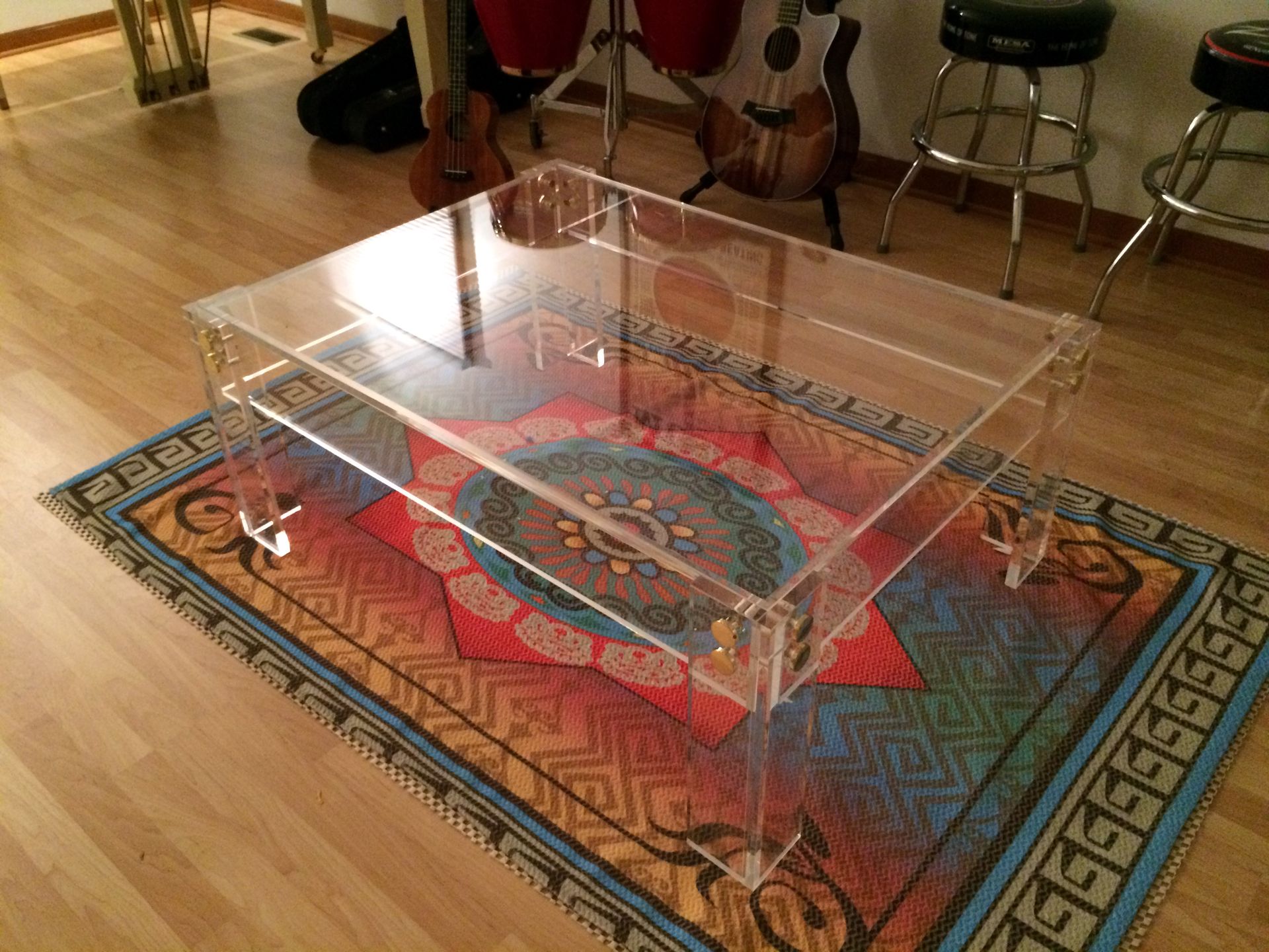 Lucite / Acrylic Coffee Table Frame With Gold Or Chrome Button Accents- Hand Crafted, Custom Sized 6