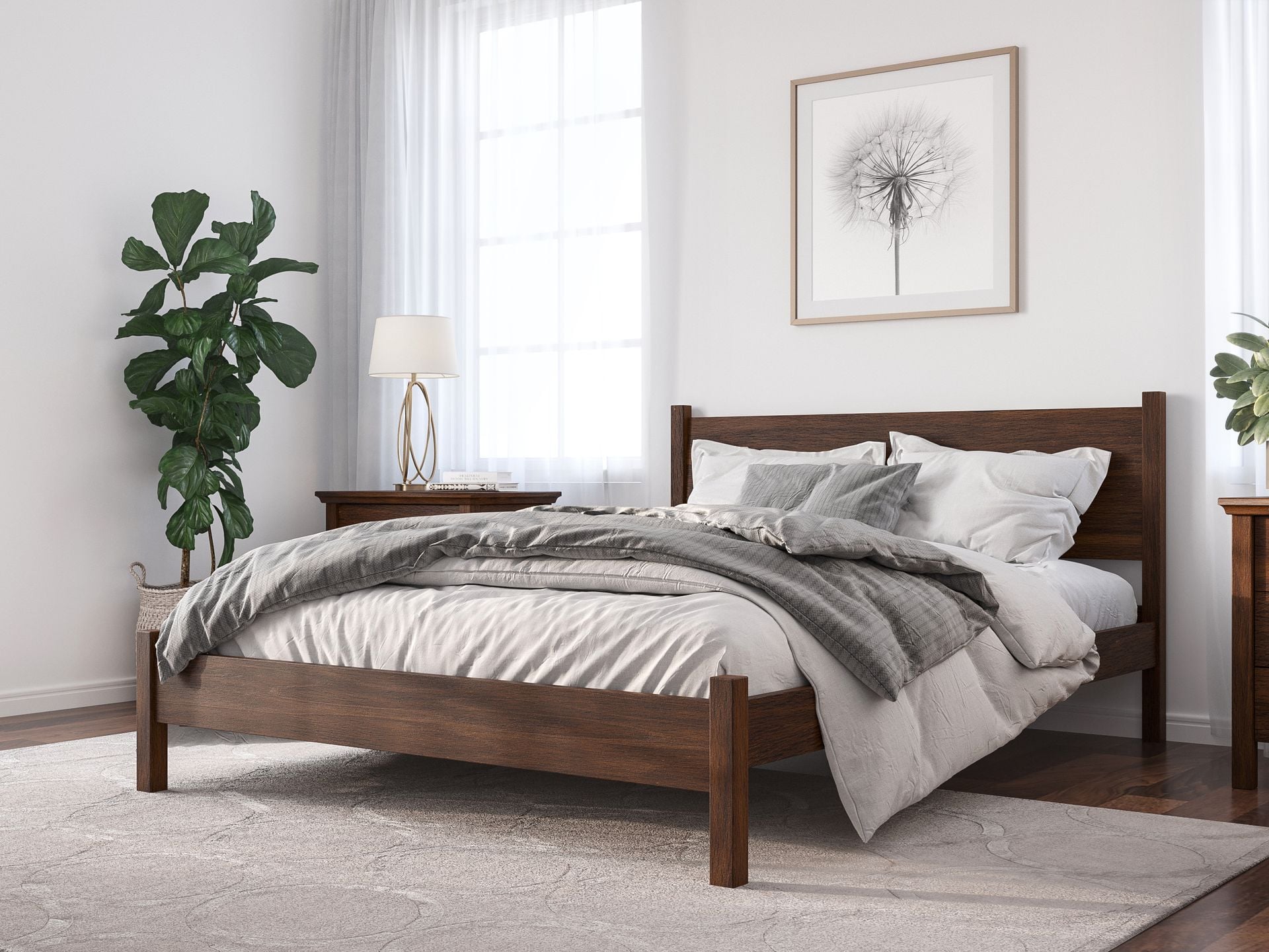 Modern Walnut Bed Frame 1 