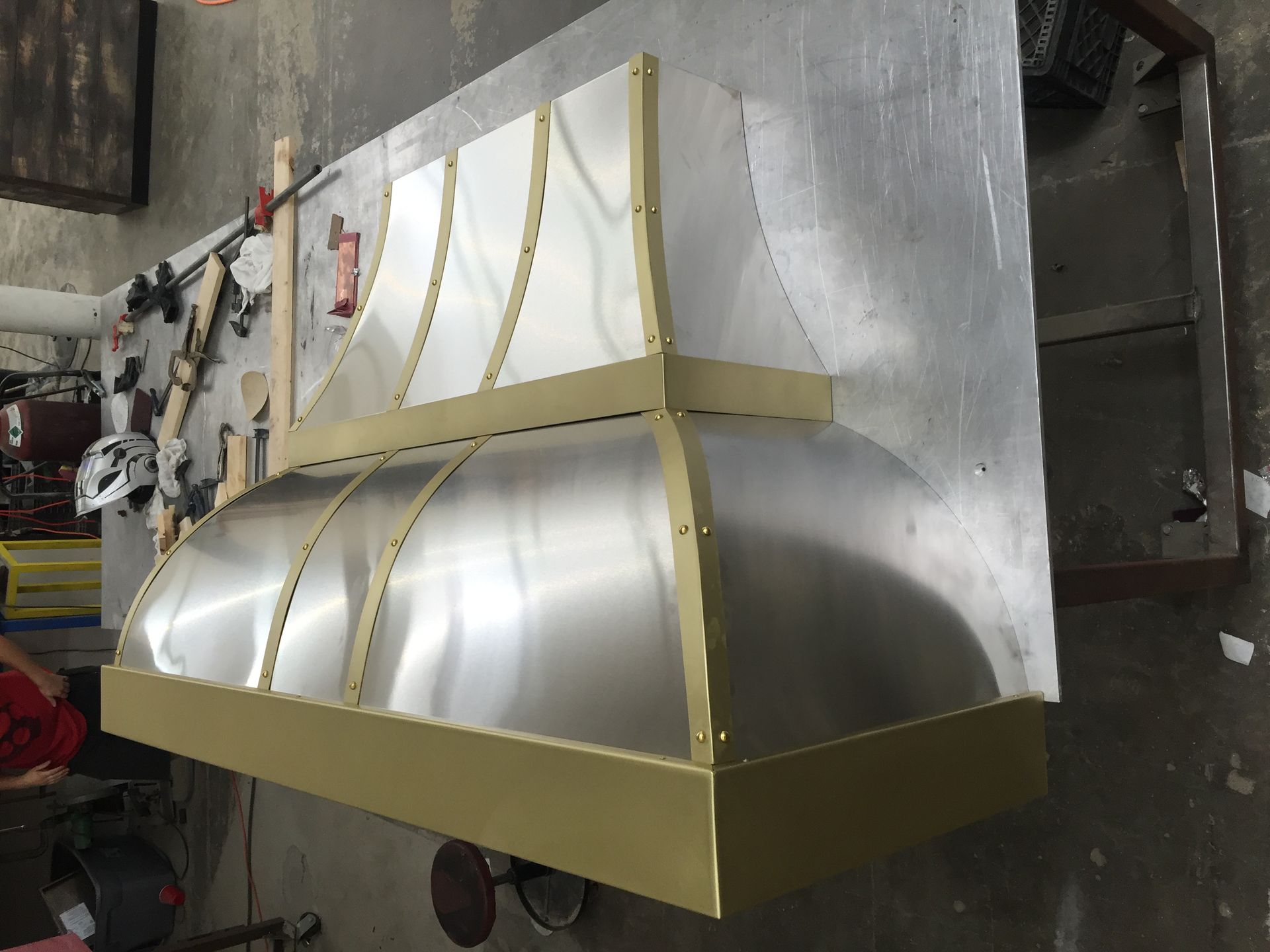 #27 Custom Stainless Steel Range Hood With Straps Double Decker 4