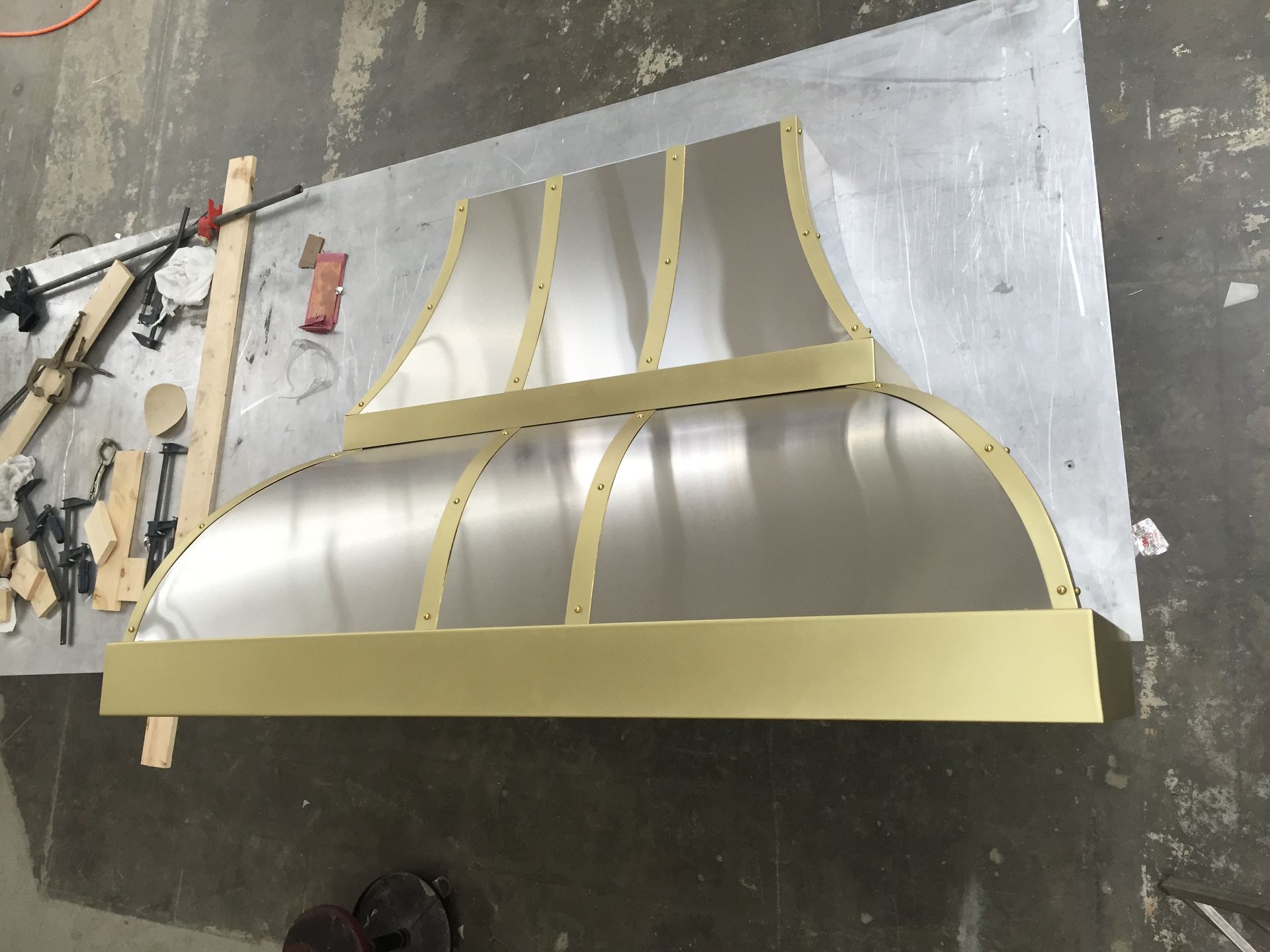 #27 Custom Stainless Steel Range Hood With Straps Double Decker 2