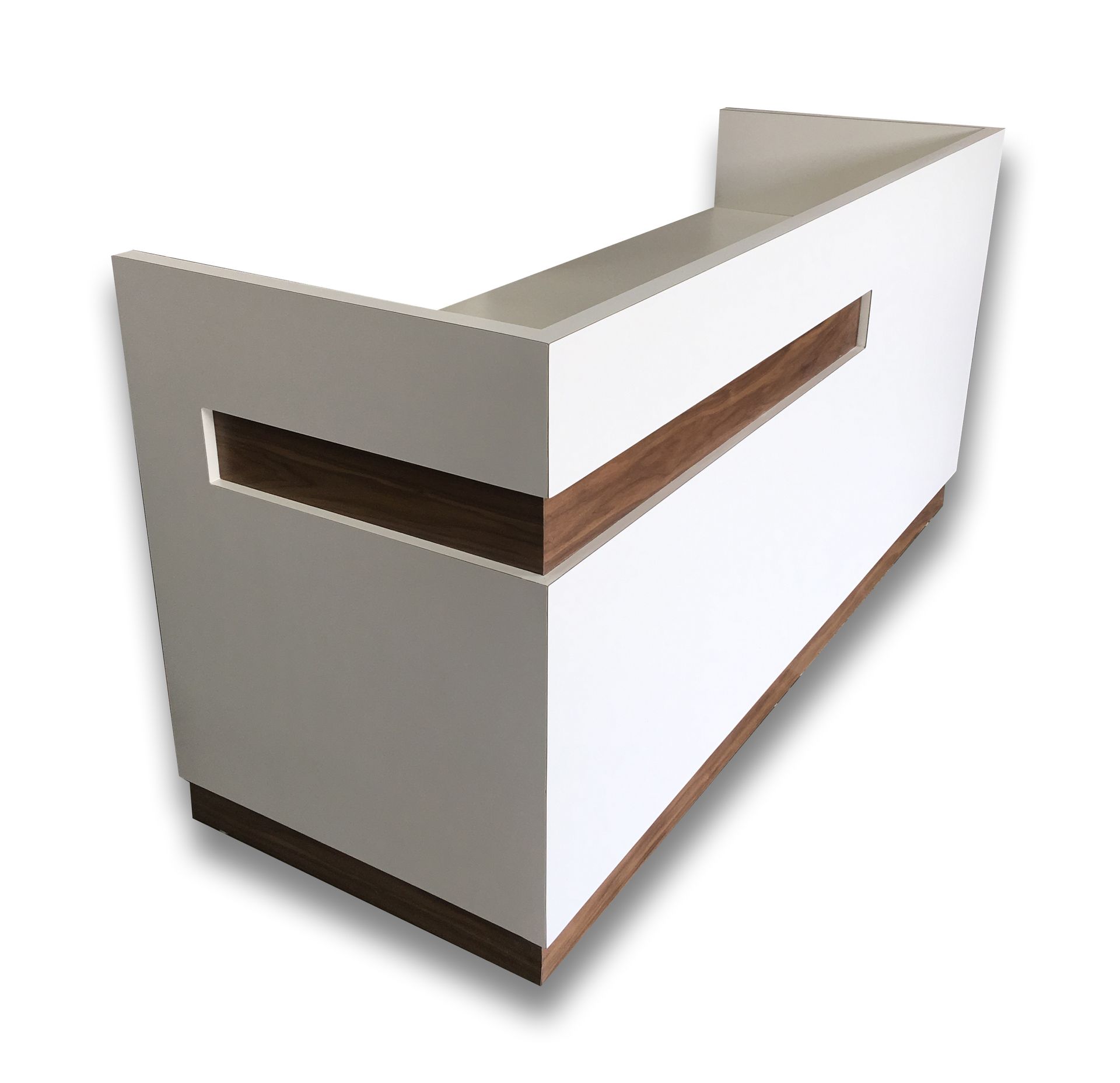 Hand Crafted Melamine With Veneer Accents Gloss Whitereception Desk