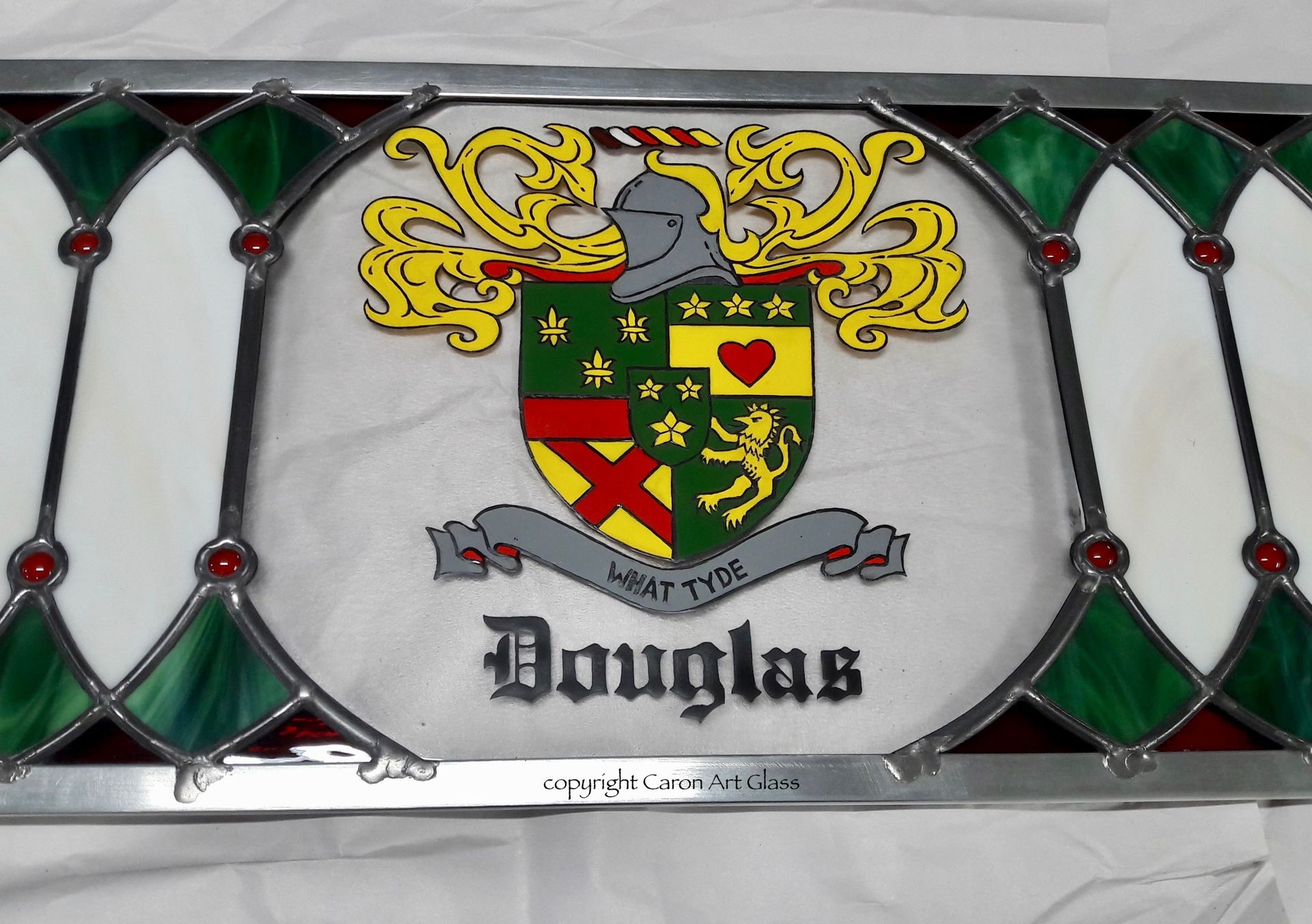 Heraldic Stained Glass Privacy Window - Douglas Family Crest 4