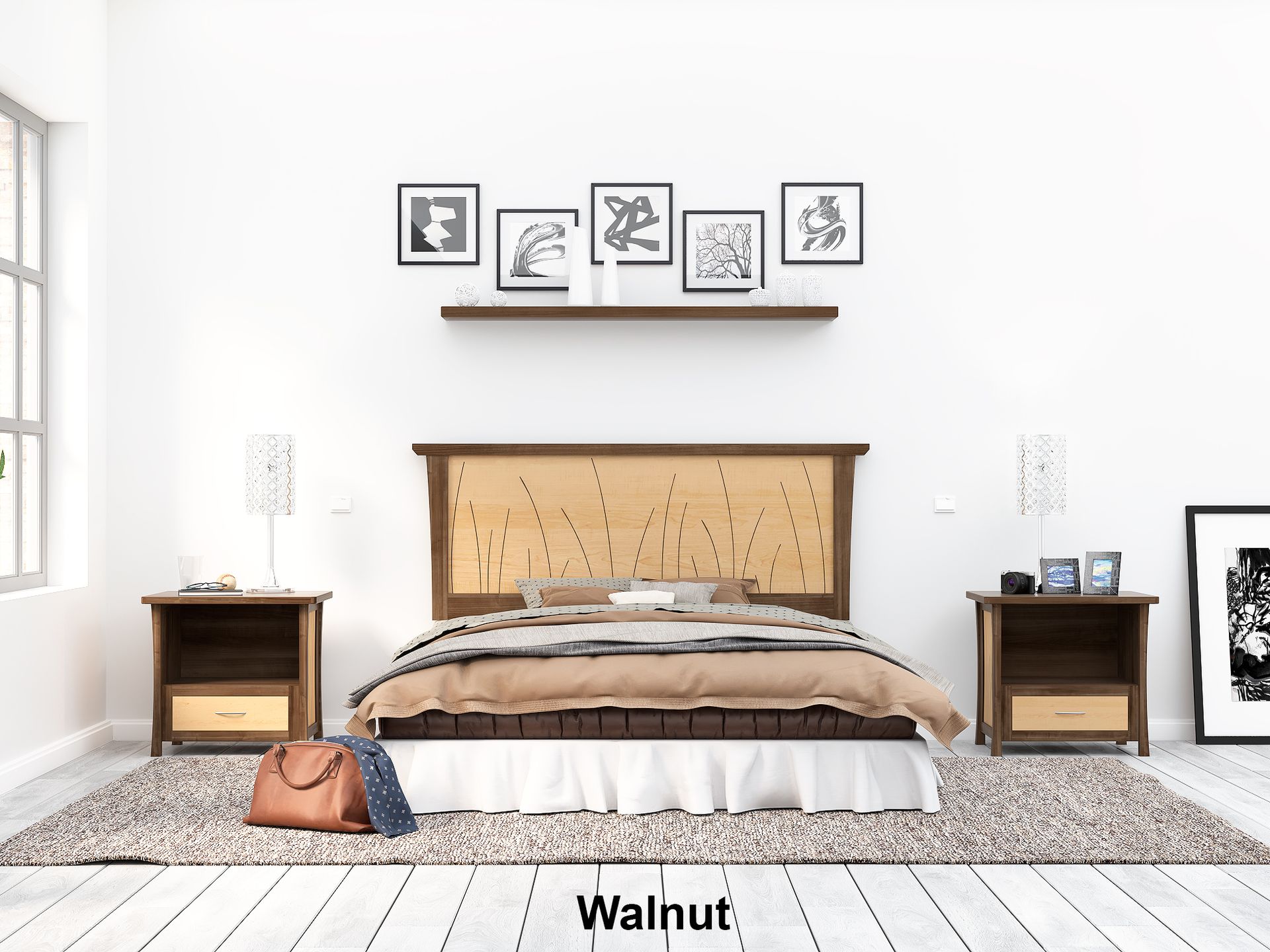 Headboard Queen Size Cherry, Bed, Solid Wood Headboard, King, 6 