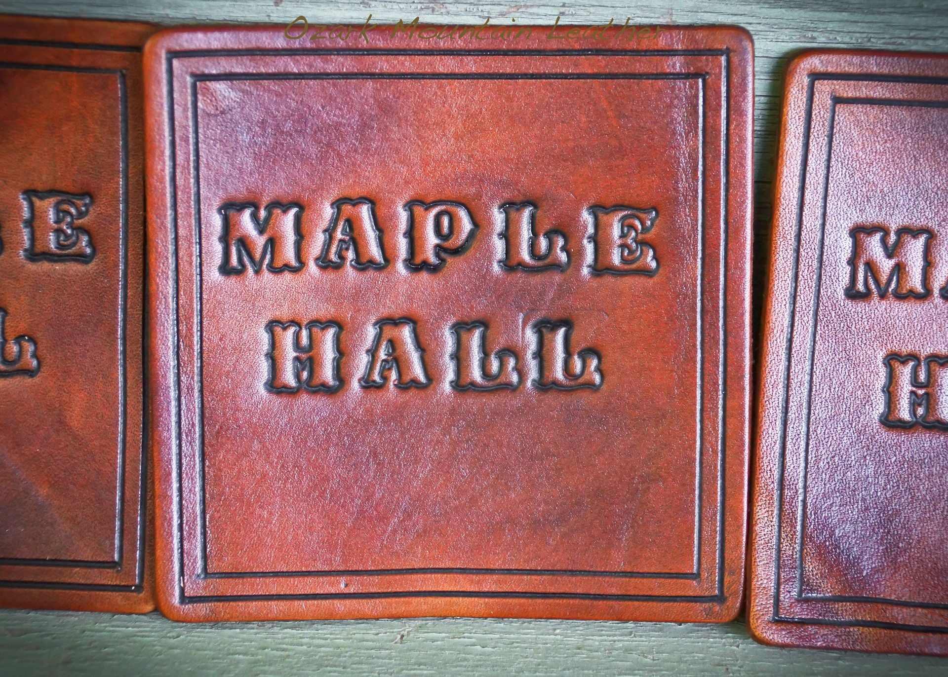 Custom Name Leather Coasters 5 