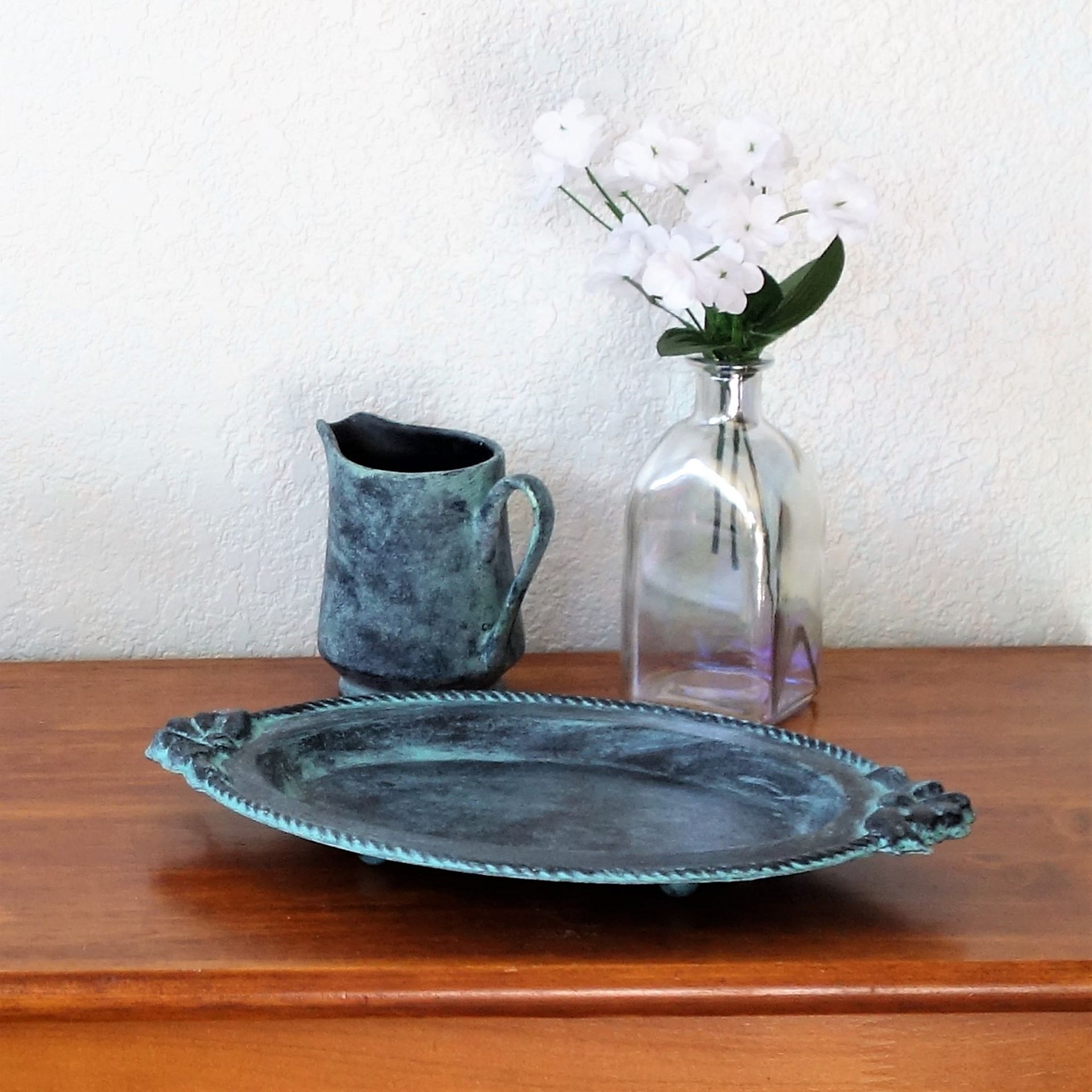 Custom Black And Teal Decorative Pitcher And Tray Home Decor 1 