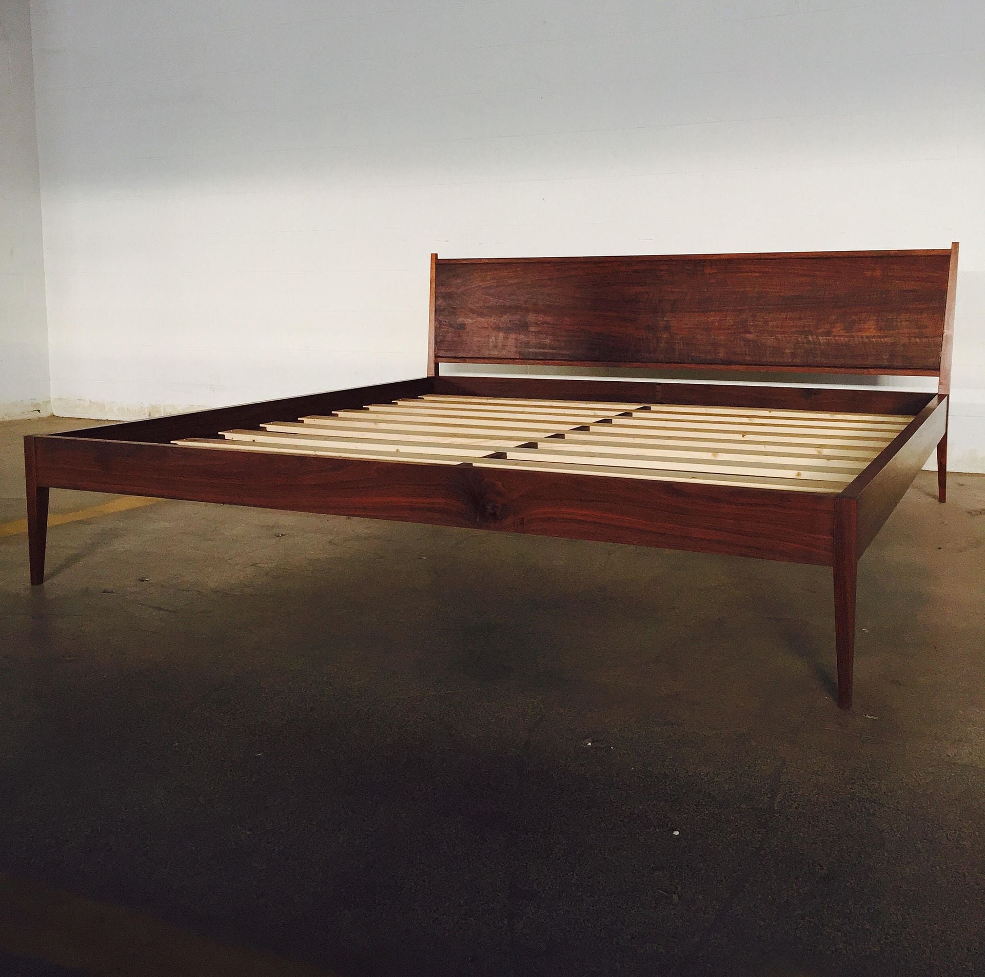King Size Modern Bed In Walnut