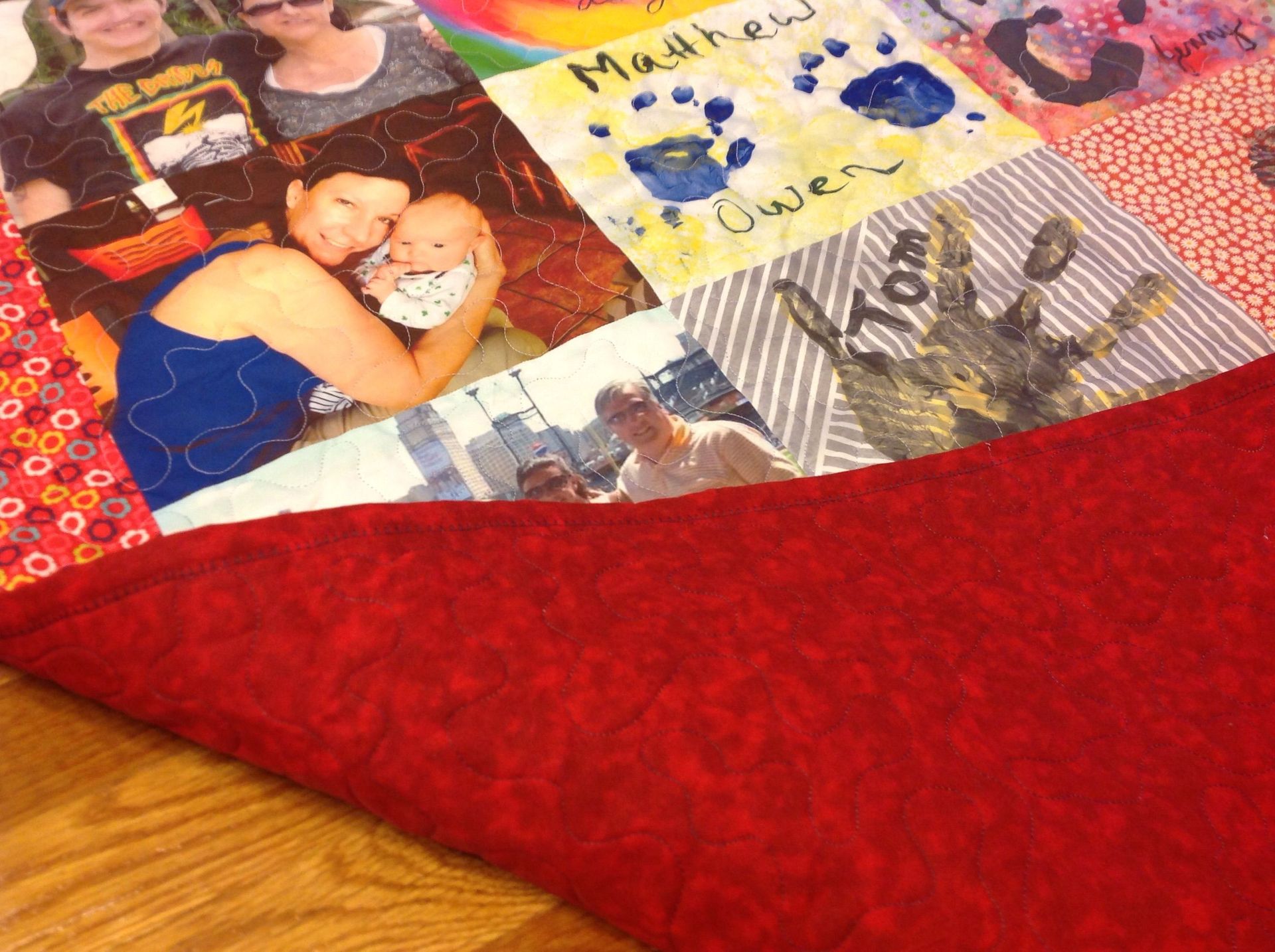 Custom Handprint Photo Memory Quilt With Applique And Embroidery 4