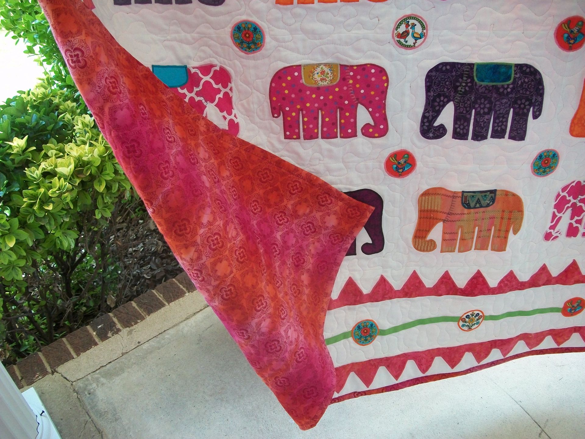 Custom "Elephant Walk" Appliqued Quilt 4 