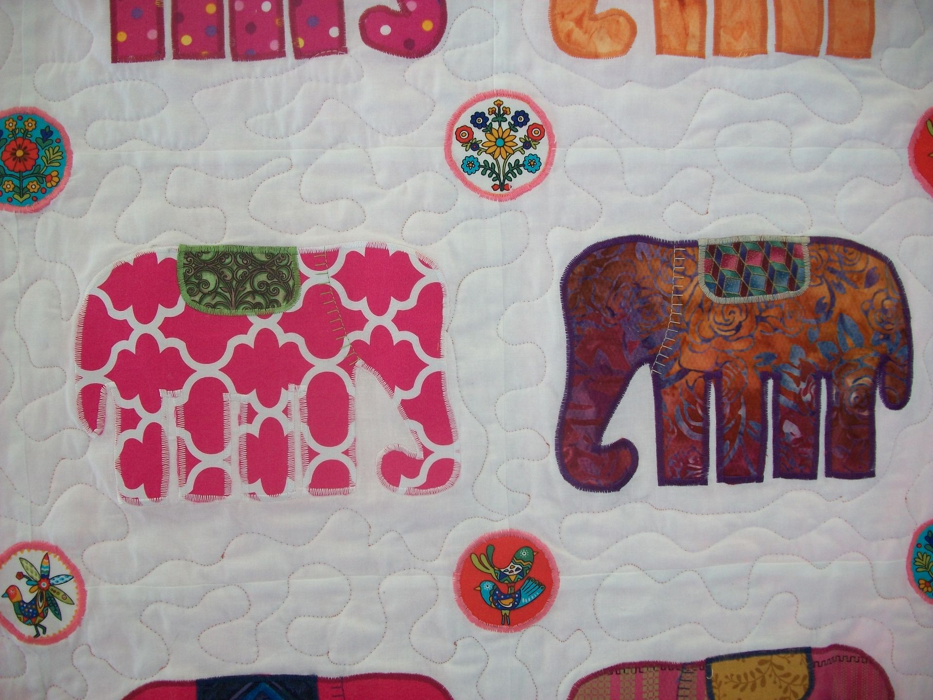 Custom "Elephant Walk" Appliqued Quilt 5 