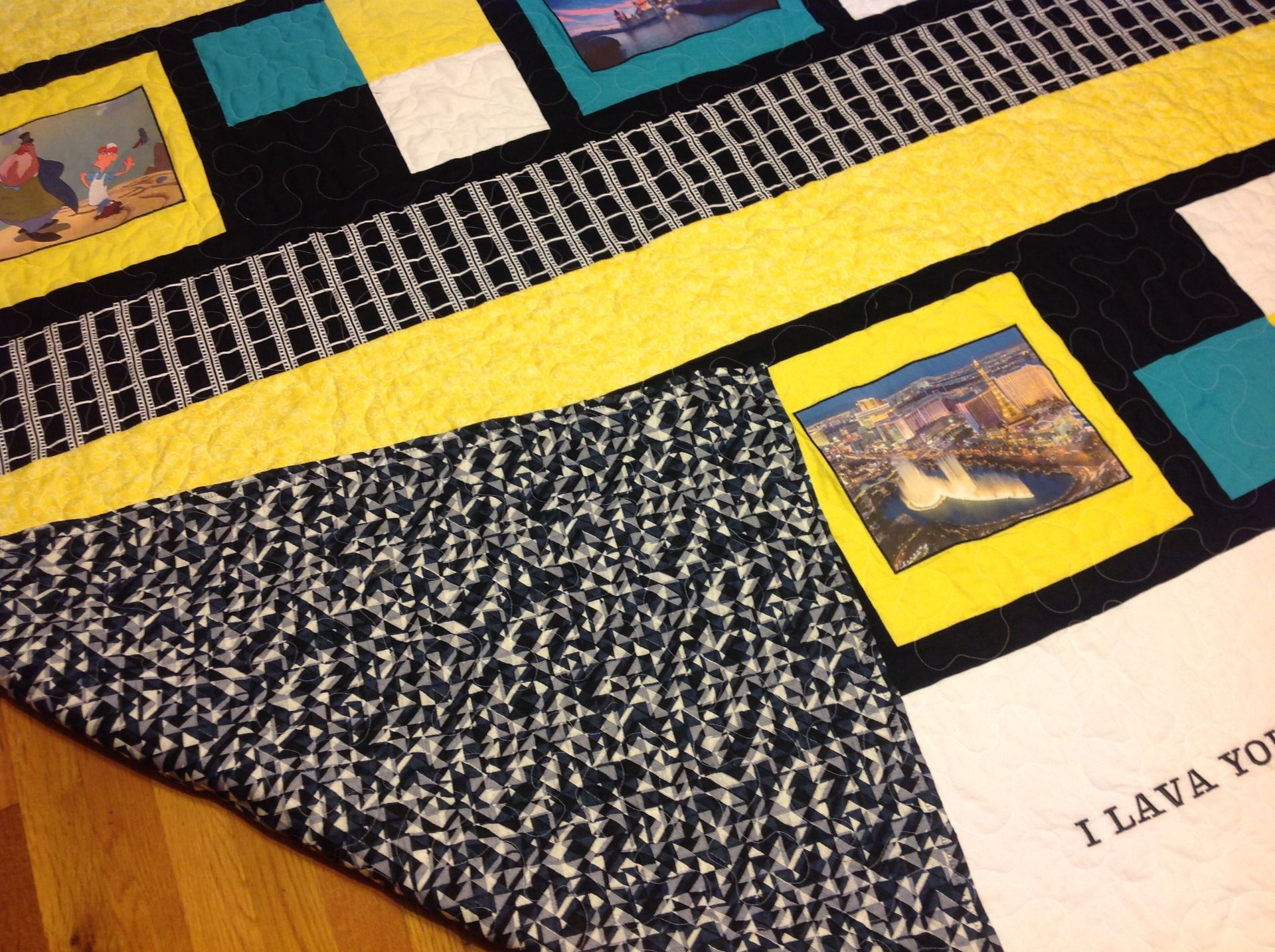 Custom Disney Classic Movie Film Strip Themed Quilt With Applique And Embroidery Work 2 