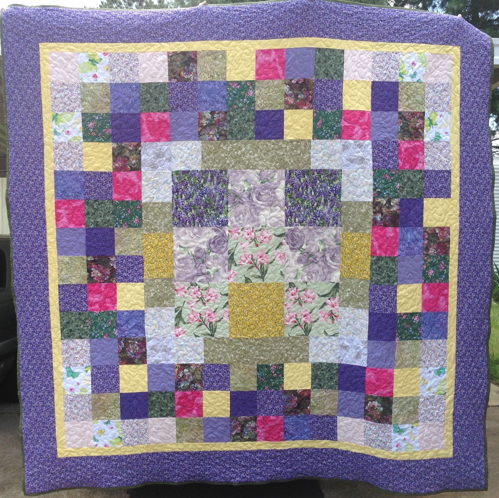 Custom Blocked Abstract Wedding Bouquet Quilt