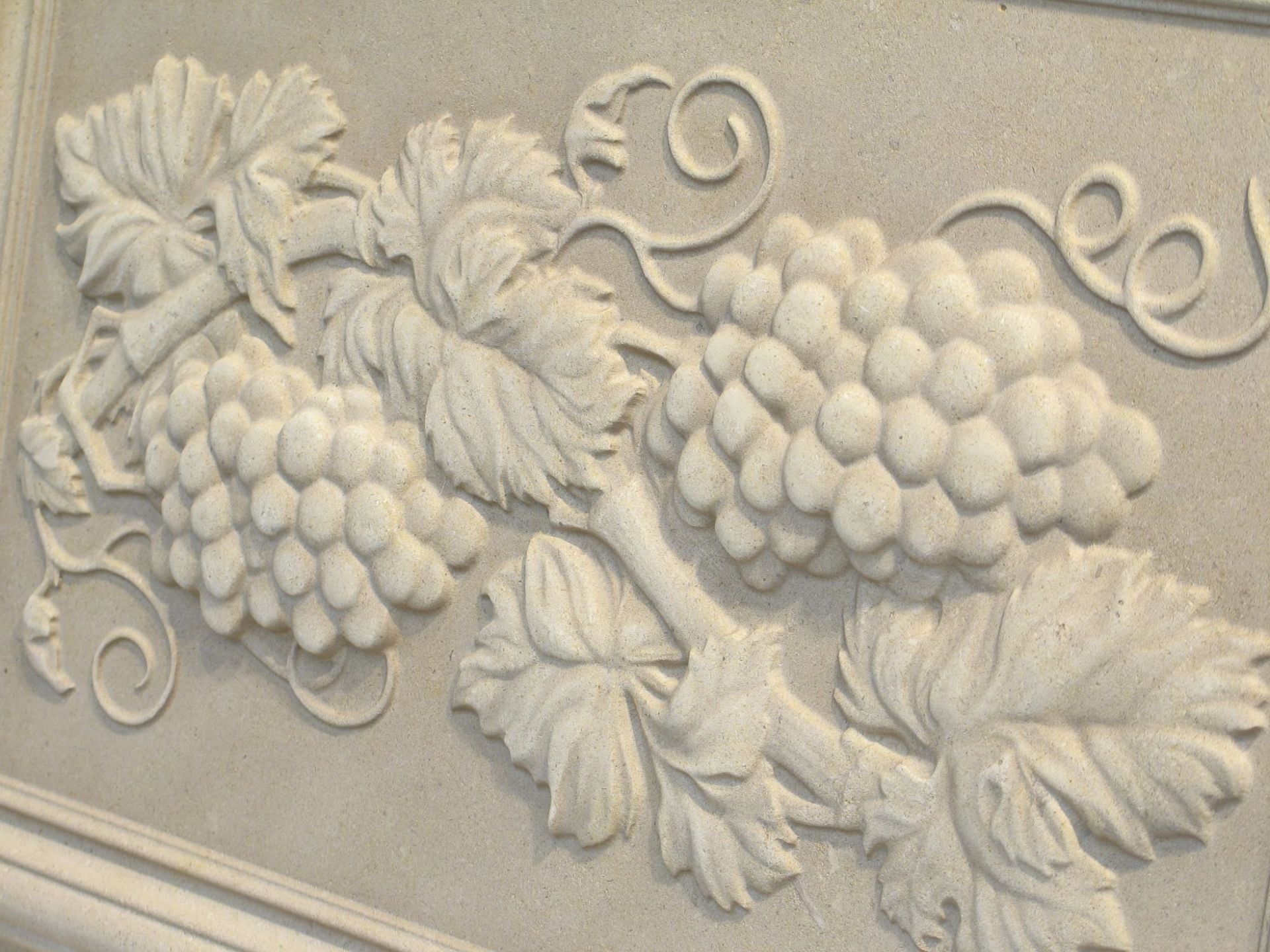 Relief Carved Grape Limestone Backsplash Tile Insert 5