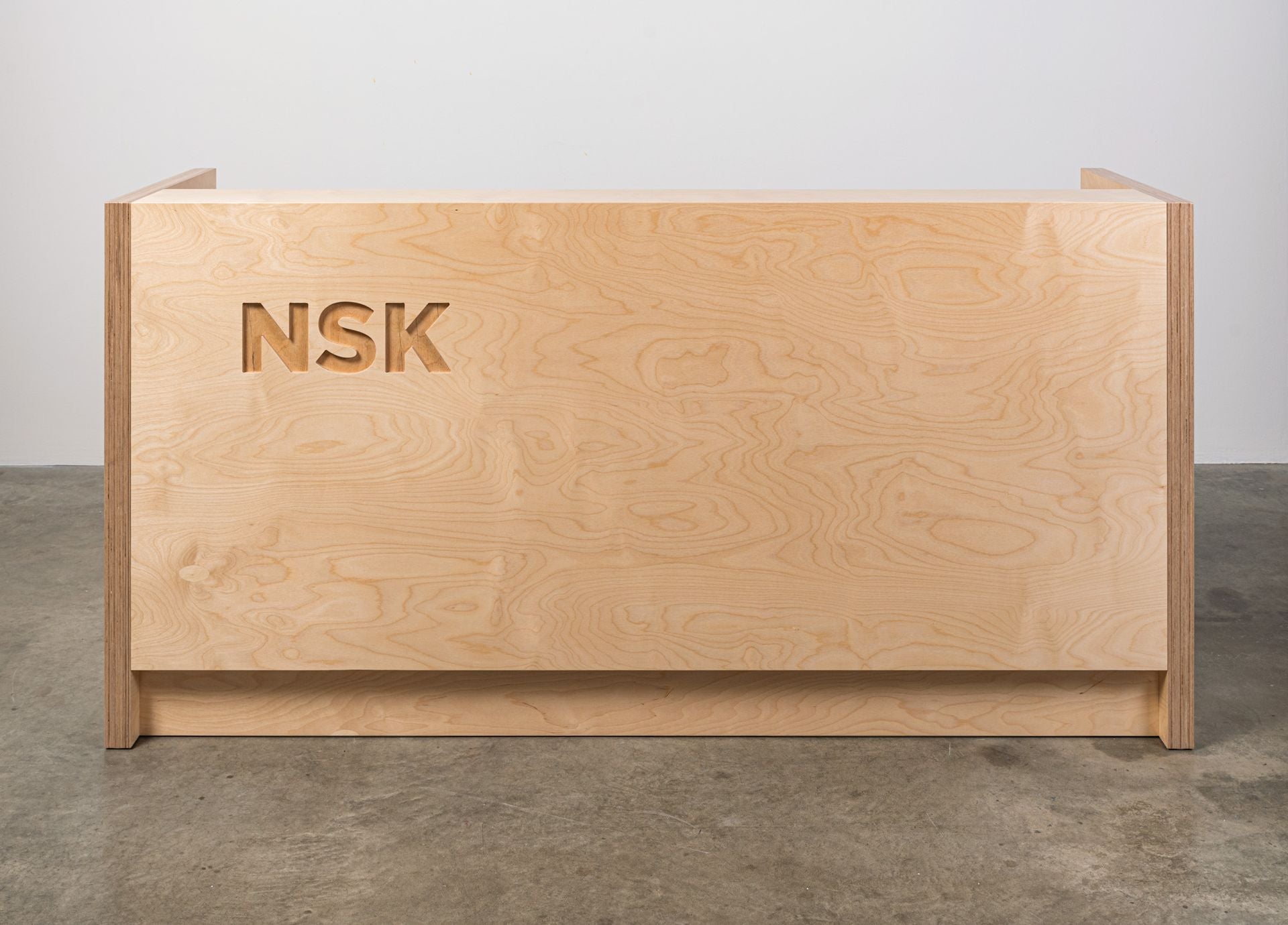 Baltic Birch Reception Desk With Carved Logo