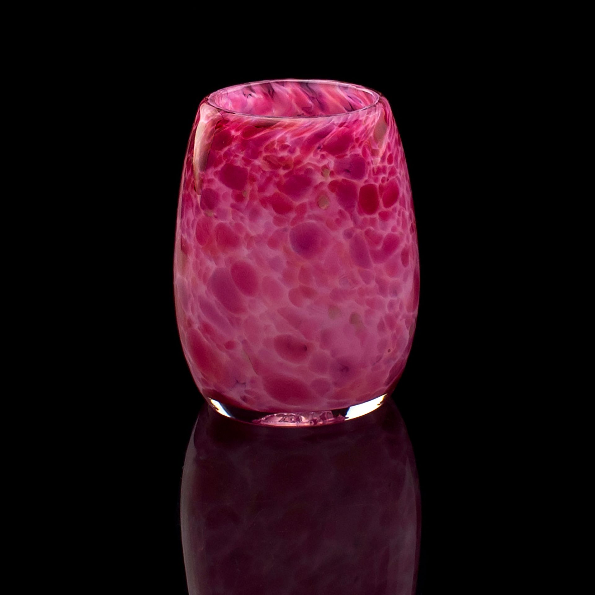 Votive Candle Holder. Hand Blown Art Glass In Pink. 4 