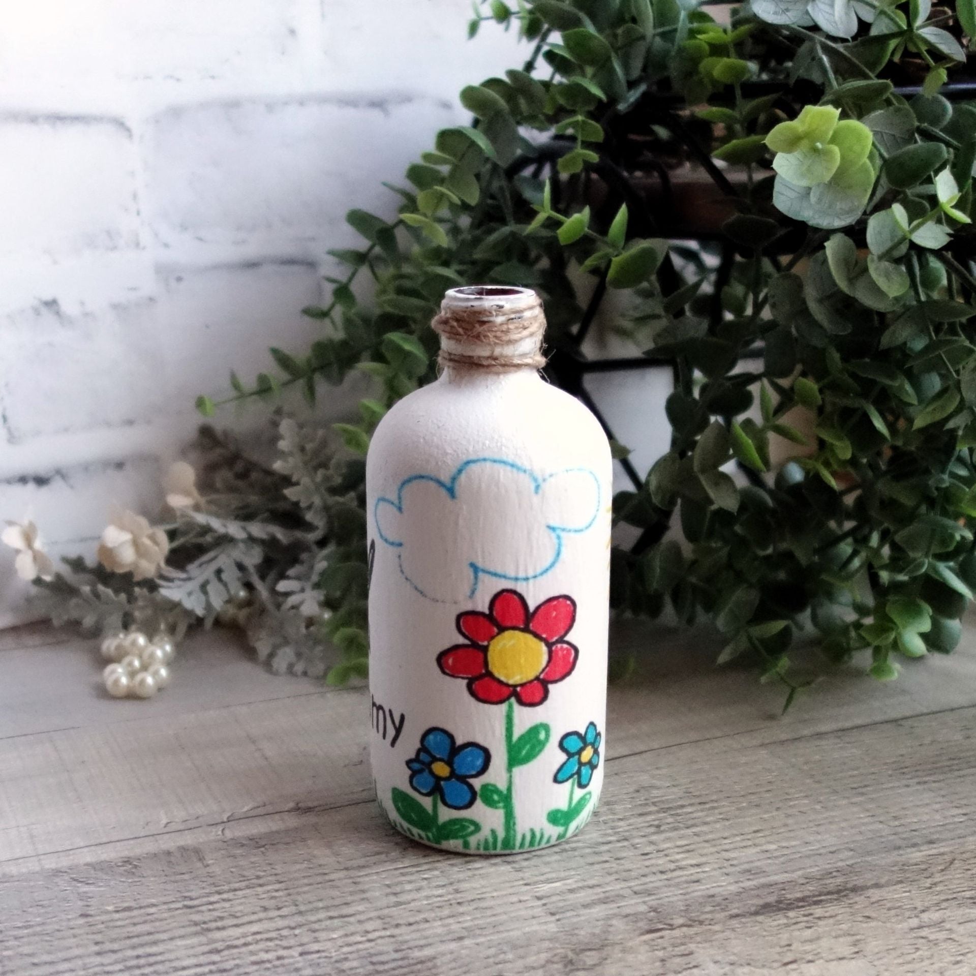 Folk Art Vase I Love Mommy Gift For Mommy Pot Dandelion Vase Wildflower Vase 3 