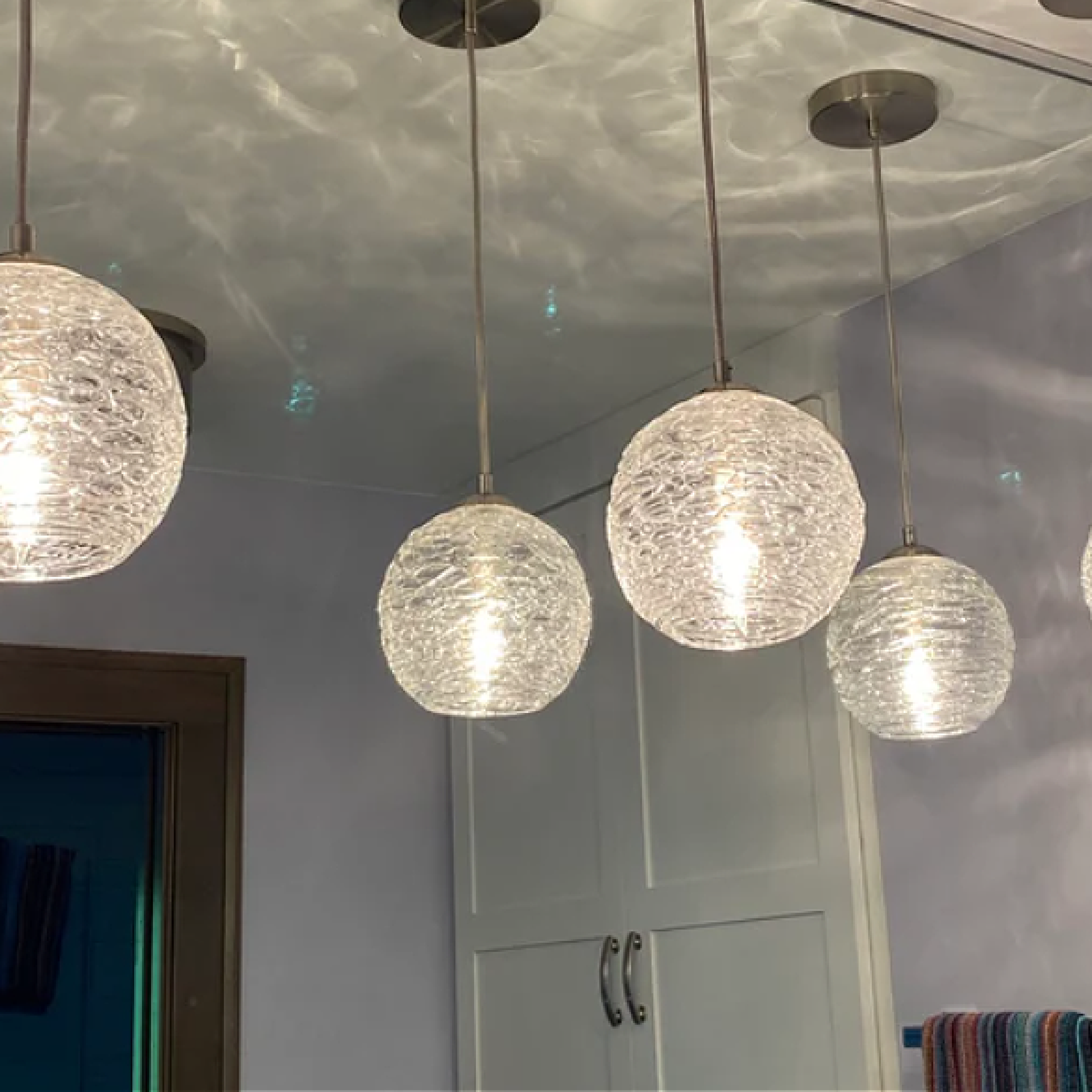 Clear Spun Glass Hand Blown Pendant Light 2