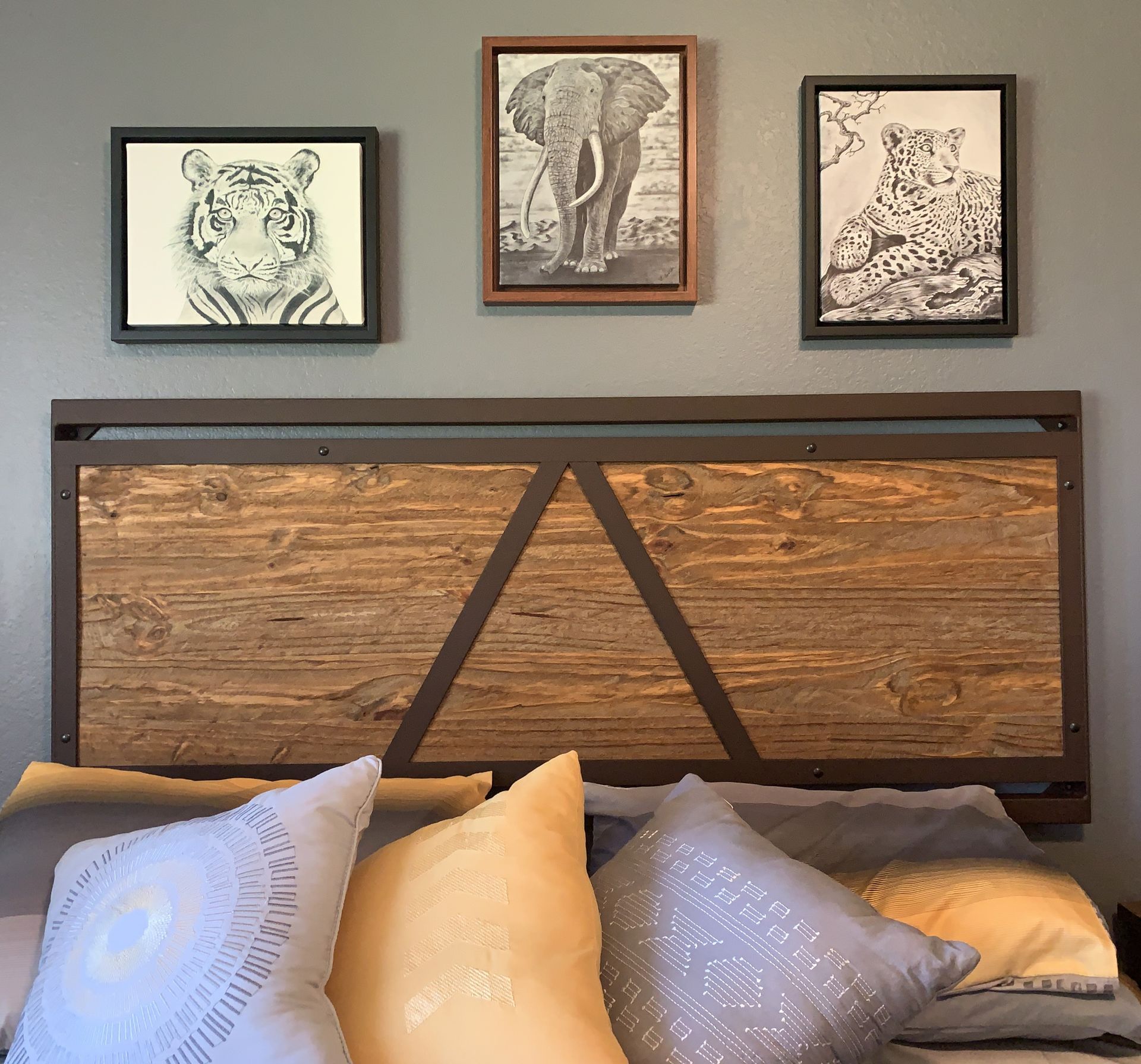 Industrial Farmhouse Headboard; Urban Rustic Headboard/Wall Art