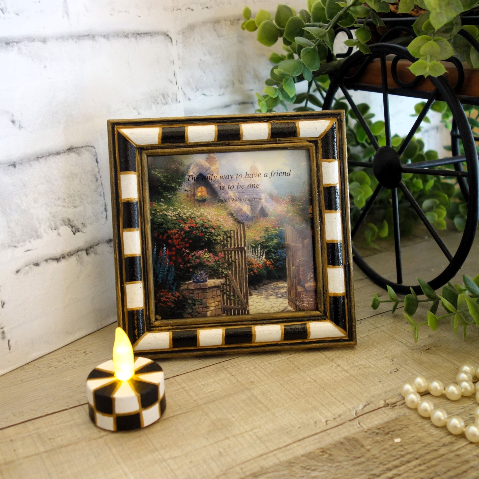 Courtly Picture Thomas Kinkade Print Checked Picture And Checked Tealight Candle 3 