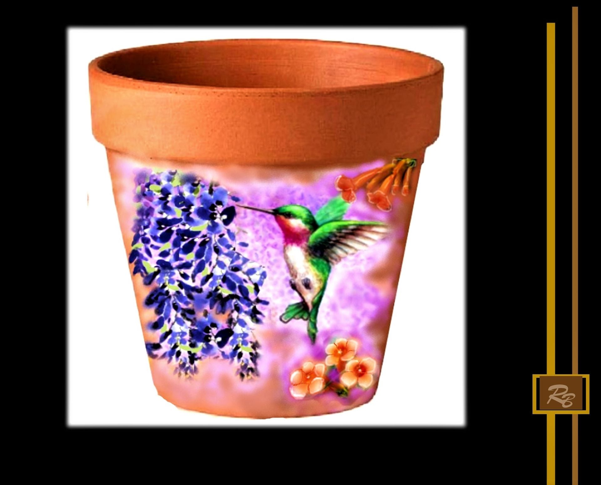 Flower Pots, Custom, Hand Painted, Eighth Anniversary, Pottery Anniversary, Pottery 3 