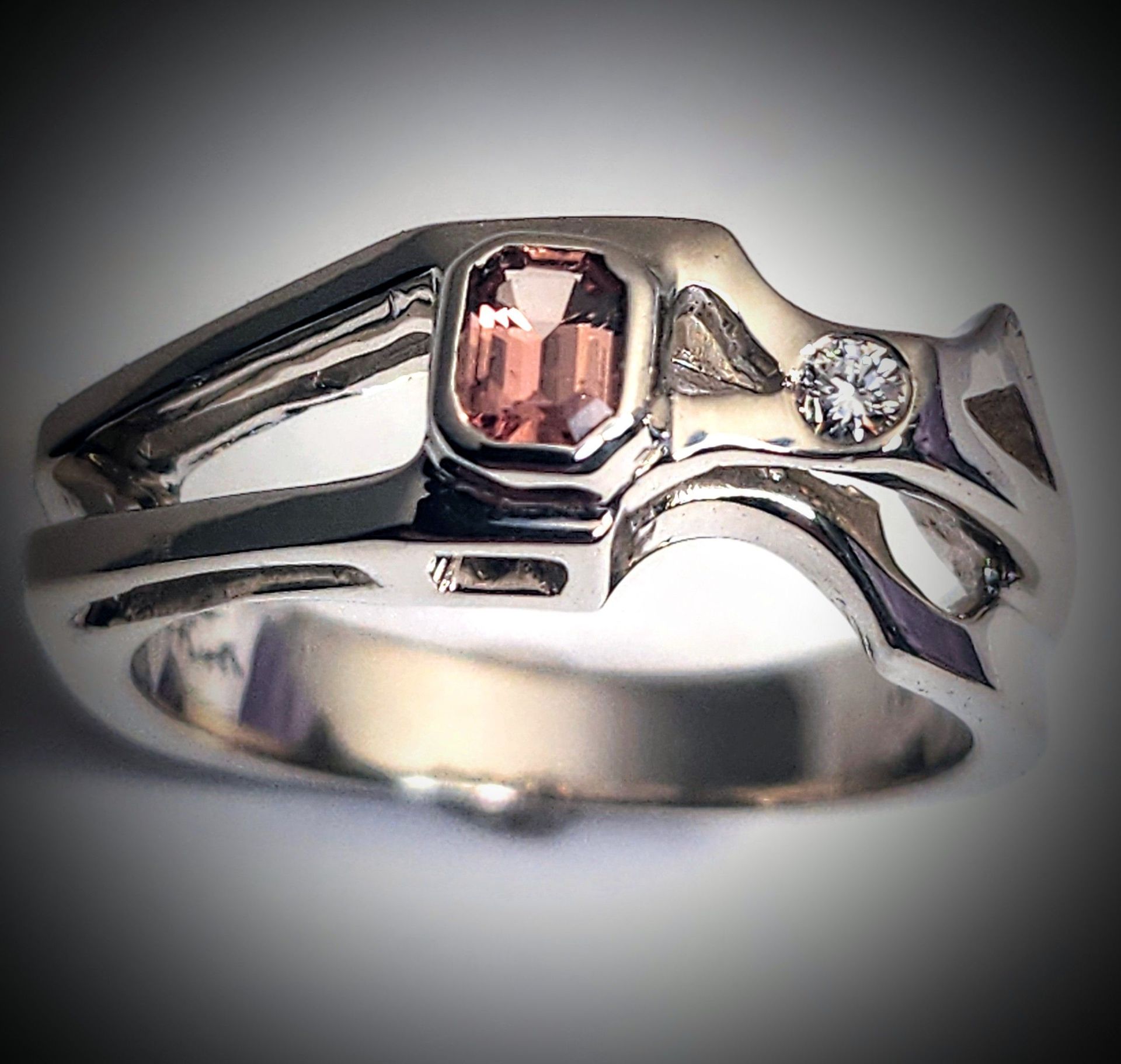 Pink Sapphire and Diamond Ring 2
