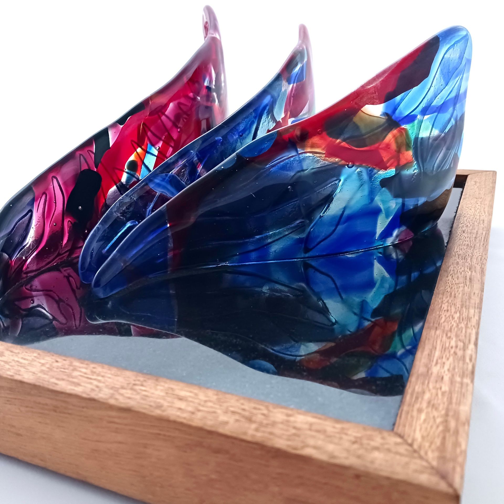 Abstract Fused Glass Sculpture Featuring Handmade Glass - Ebb and Flow 1 
