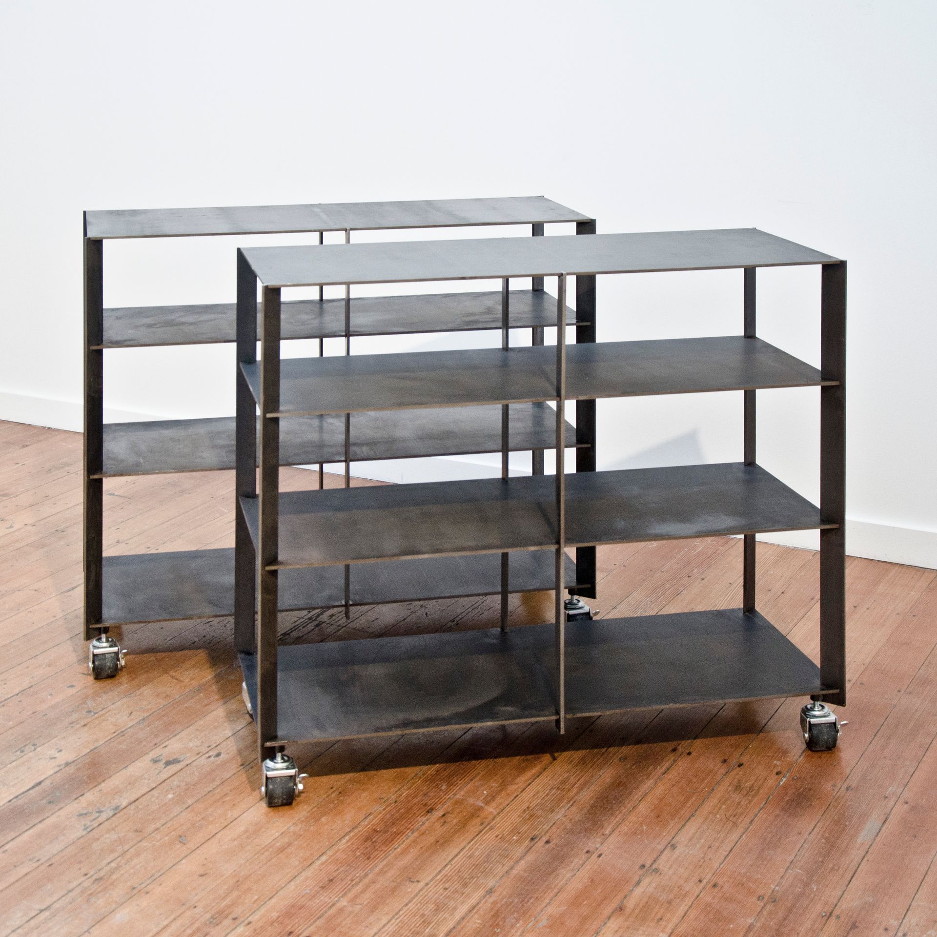 Blackened Steel Rolling Shelving Carts 2