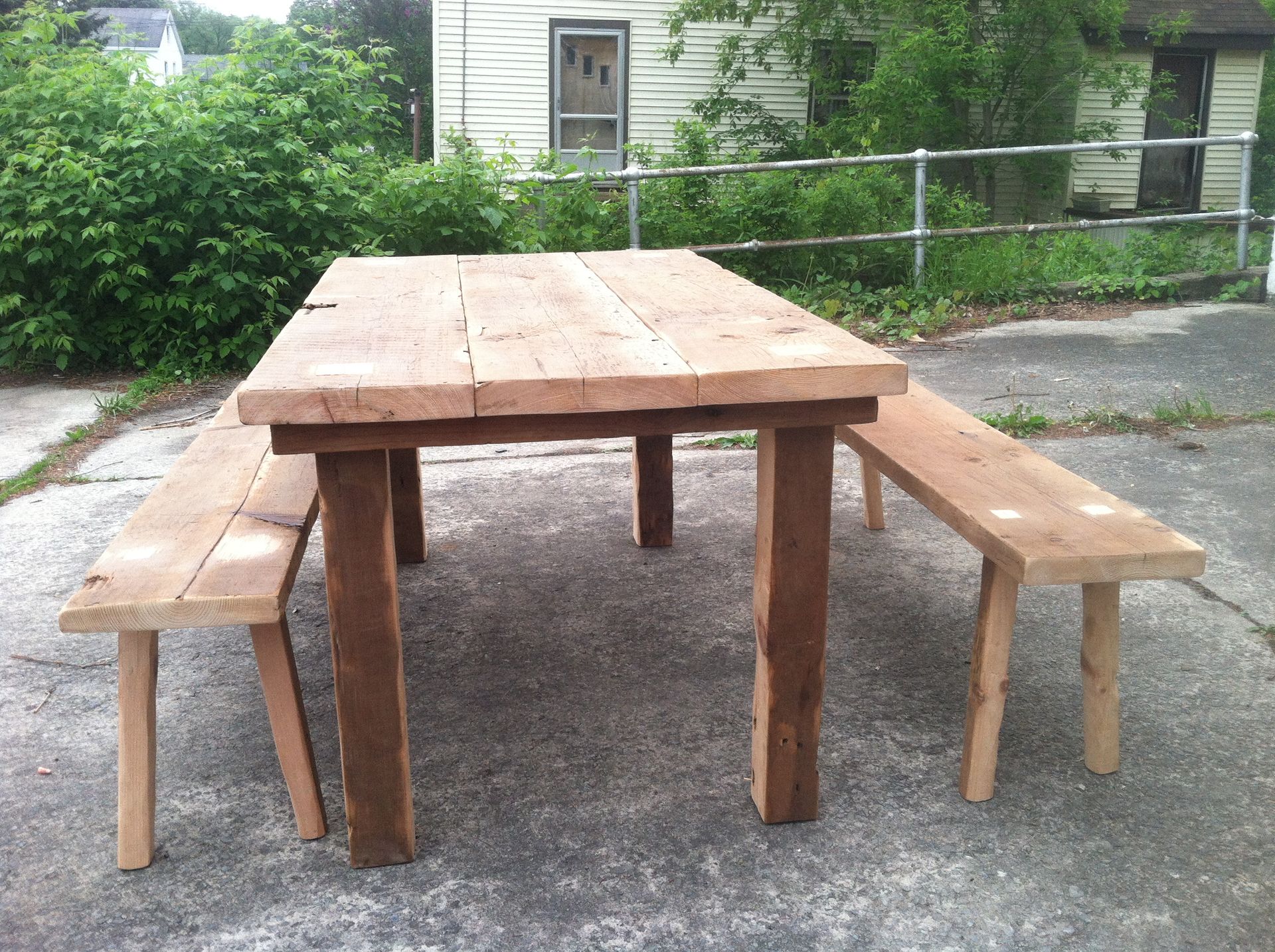 Trinity Beam Dining Table & Bench Set 5 
