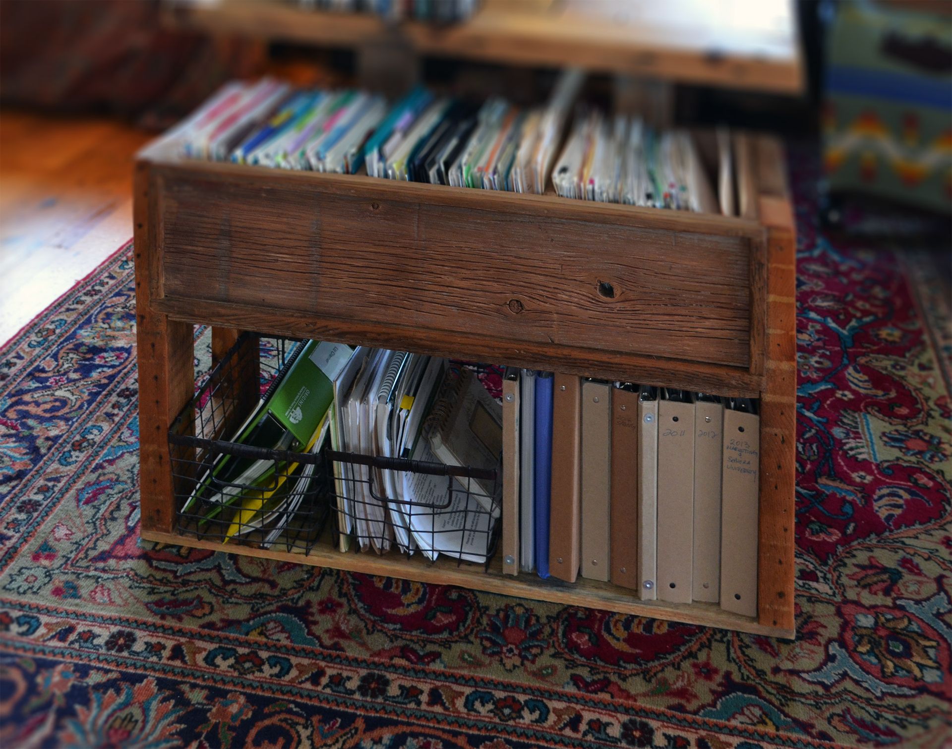 Rustic Wood Office Desk And File Storage 5