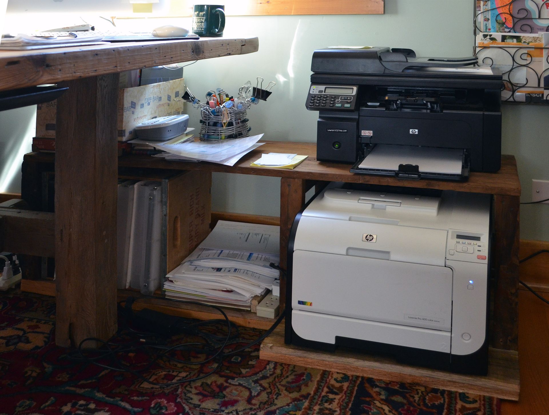 Rustic Wood Office Desk And File Storage 4
