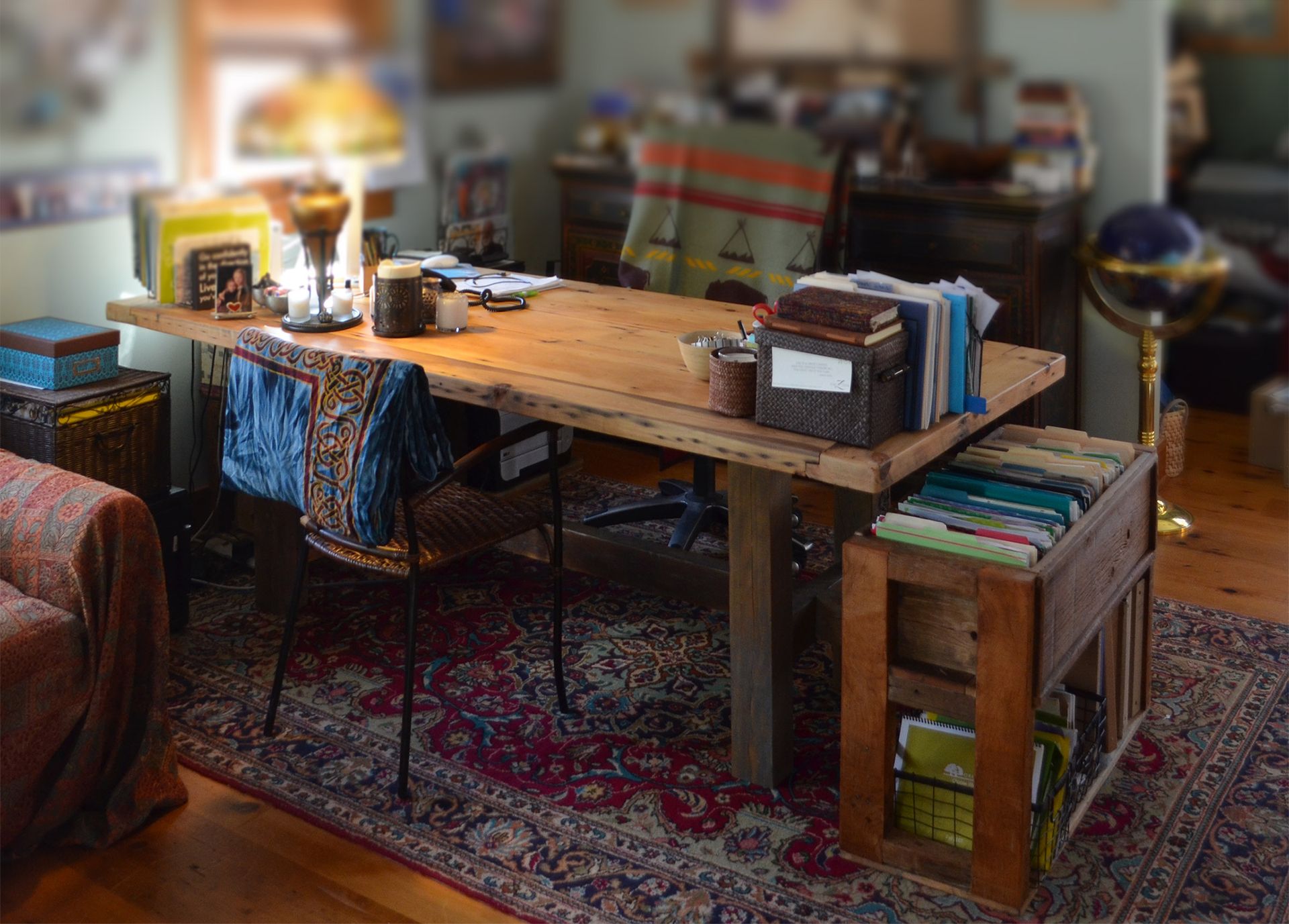 Rustic Wood Office Desk And File Storage