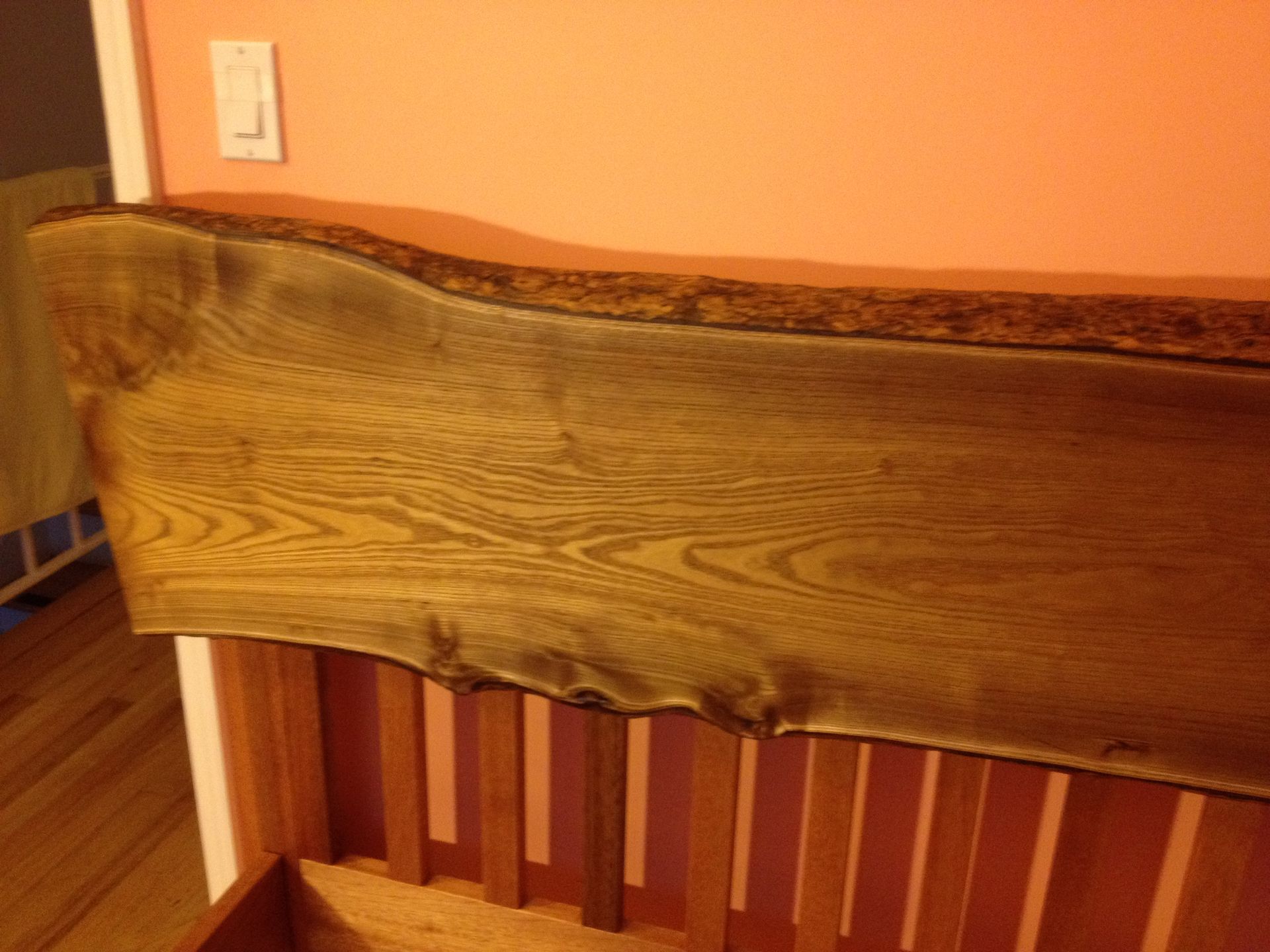 King Size Mahogany Bed With Live Edge Catalpa Headboard 2